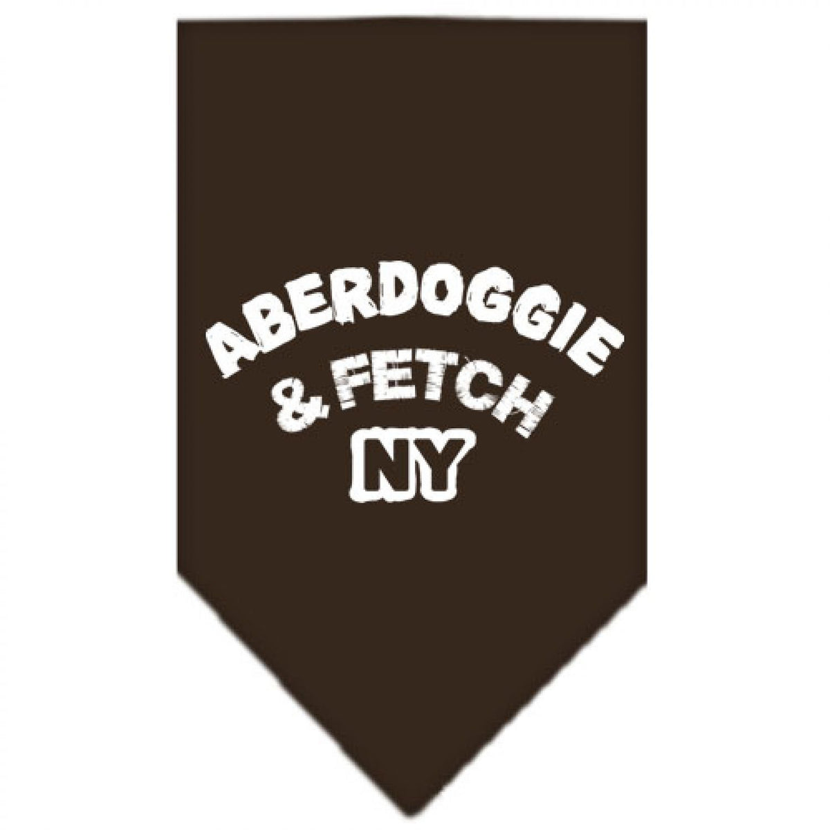 Pet and Dog Bandana Screen Printed, &quot;Aberdoggie & Fetch NY&quot; Cocoa Large