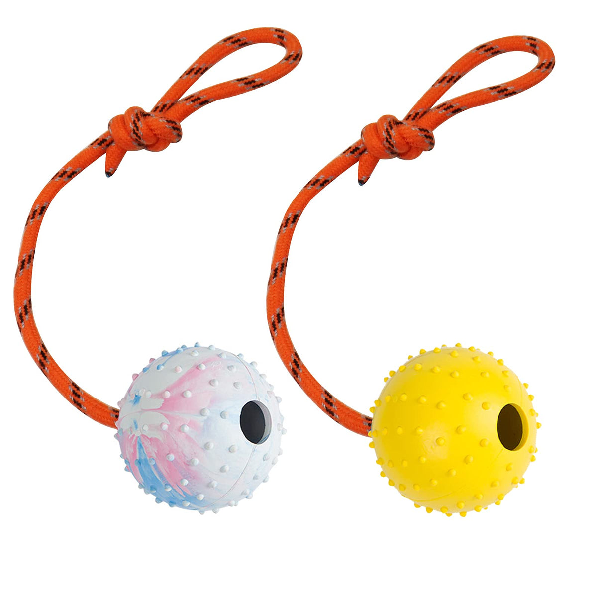 Nevperish 2 Pack Dog Ball, K9 Ball On Rope For Reward, Fetch, Play (6Cm)