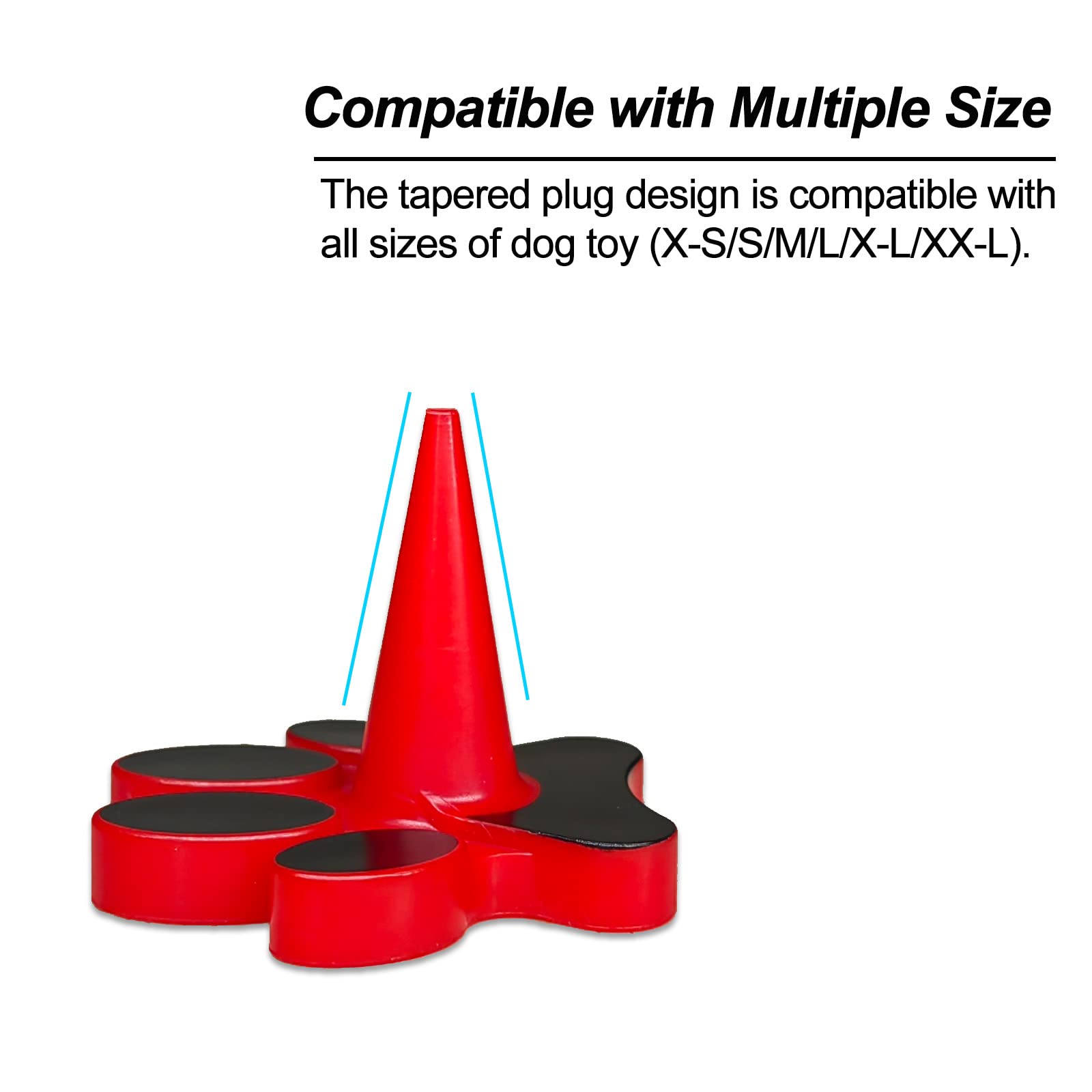 HOMDSG Dog Toy Holder Stopper Compatible with Classic Sizes X-S to XX-L, Only Plastic Paw Plug Included, Red, 4 Pack