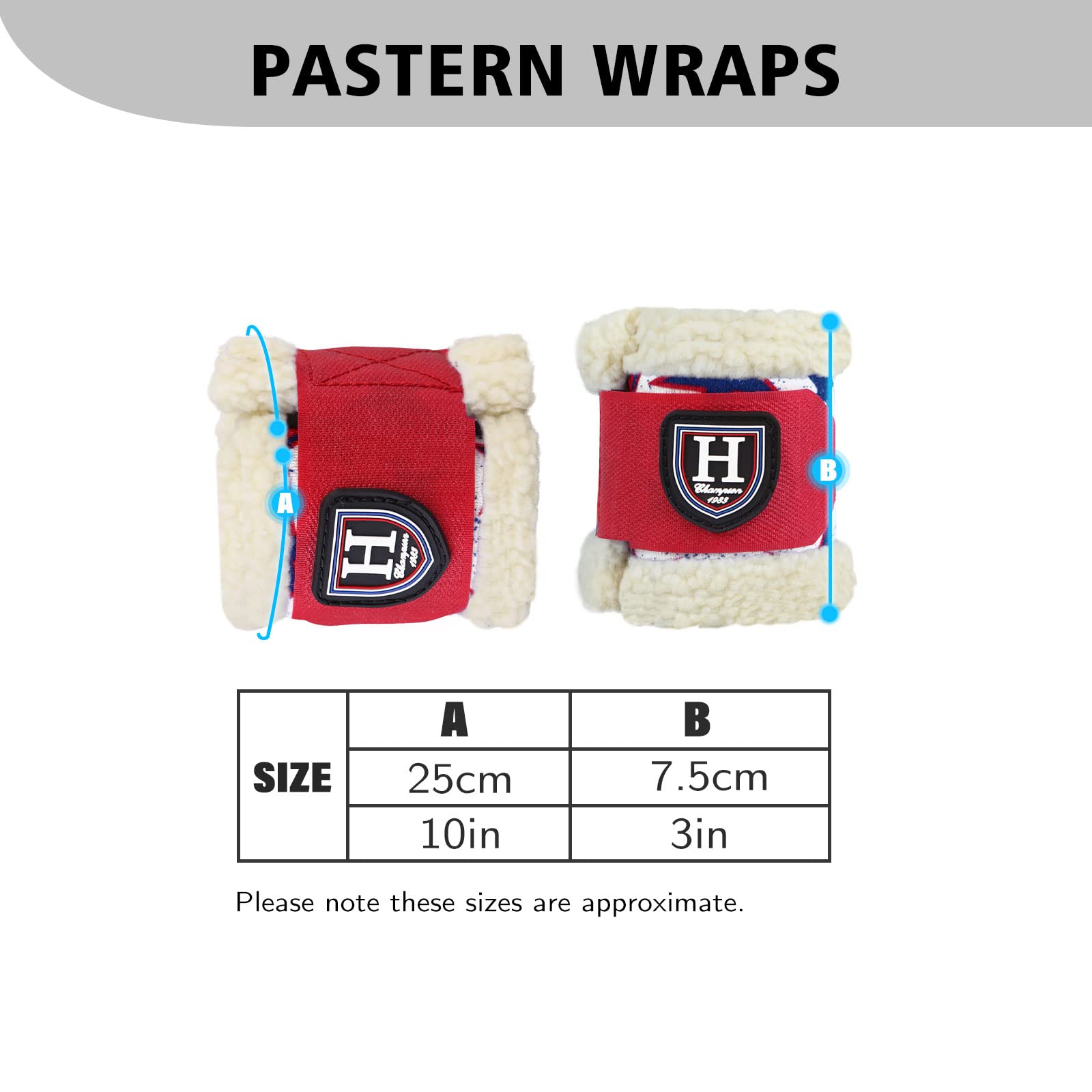 Harrison Howard Essential Premium Horse Pastern Wraps with Berber Fleece Lining Shock Absorbing Unhindered Movements, Sold in Pa