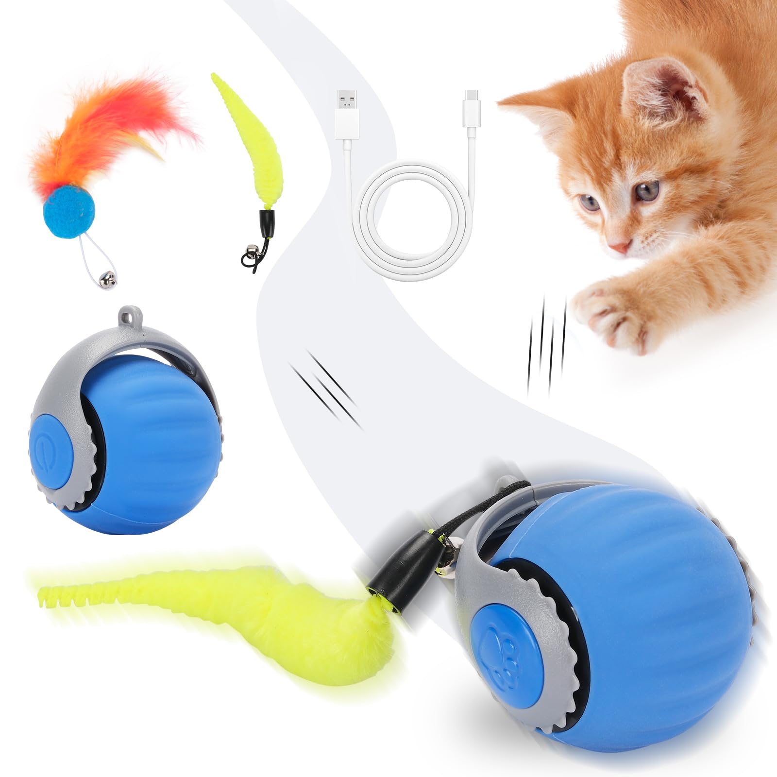 Goldsuccess Speedy 3.0 Tail Speed Moving Tail 2.0 Cat Toy Ball For Bored Adult Cat Interactive Automatic Moving Hunting Toy Ball