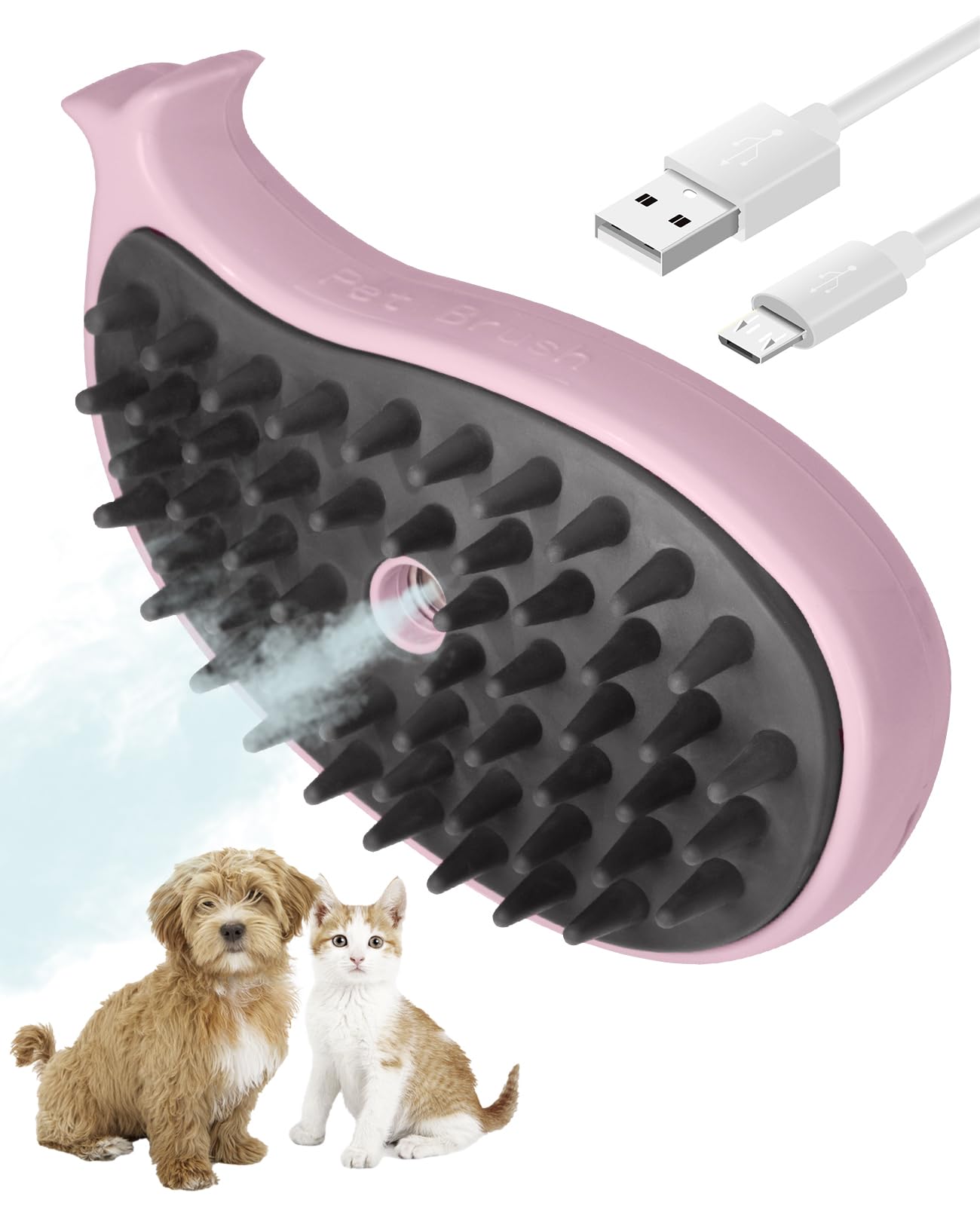 Frelara Cat Steam Brush For Shedding - 3 In 1 Steam Cat Brushes For Grooming And Massage - Whales Shaped Cat Brush With Steam Fo