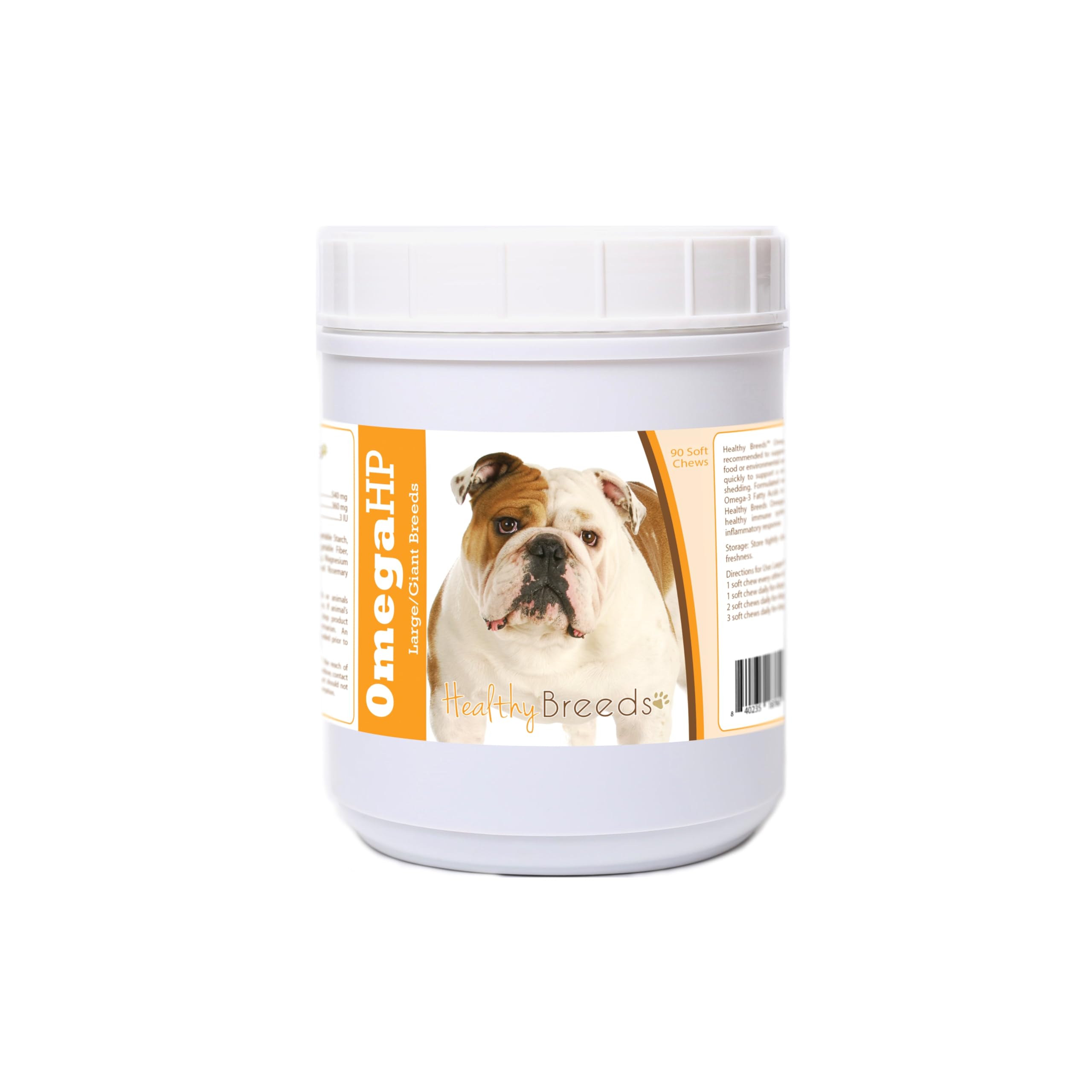 Healthy Breeds Bulldog Omega HP Fatty Acid Skin and Coat Support Soft Chews 90 Count