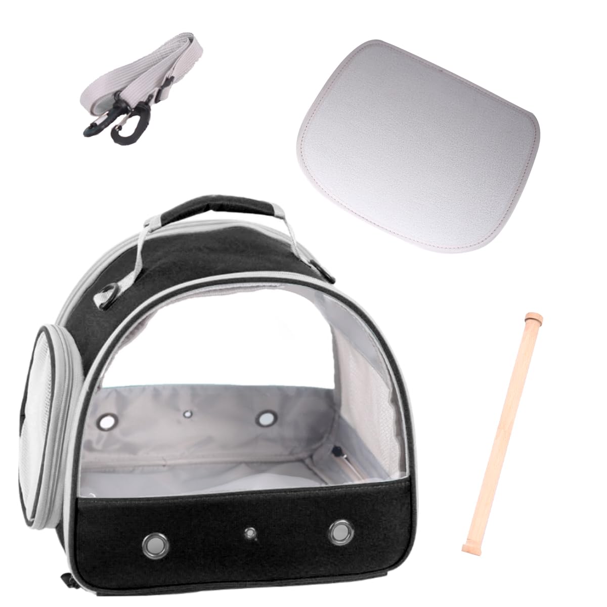 Bird Travel Carrier, Portable Small Bird Parrot Parakeet Carrier with Standing Perch and Soft Mat, Side Access Window Collapsibl