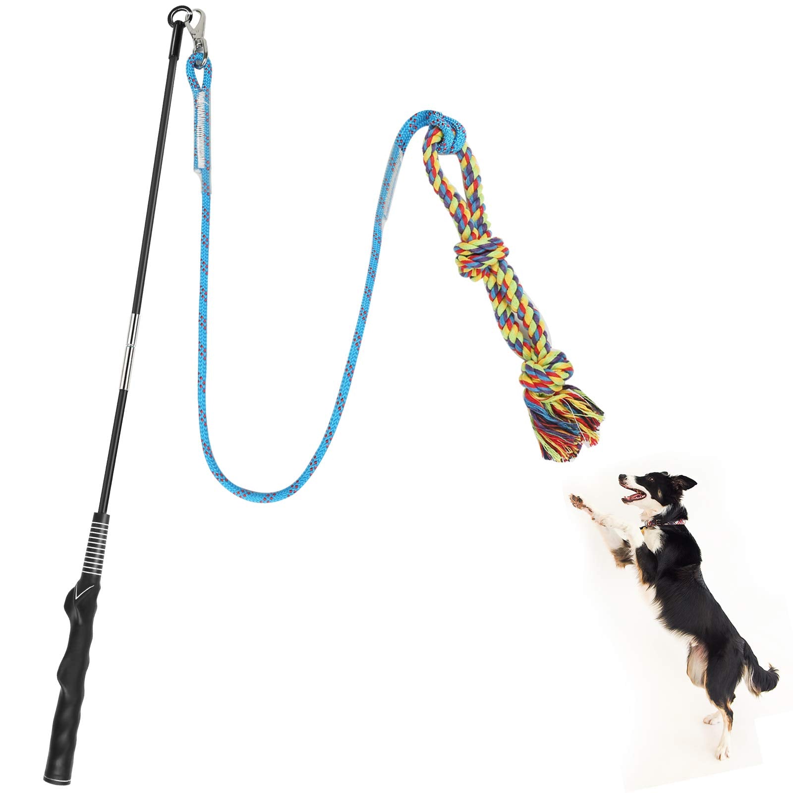 Meieke Flirt Pole For Dogs Pet Teaser Wand Outdoor Interactive Pet Dog Flirt Pole Training Exercise Rope Toy For Small Medium Large Dogs Cats