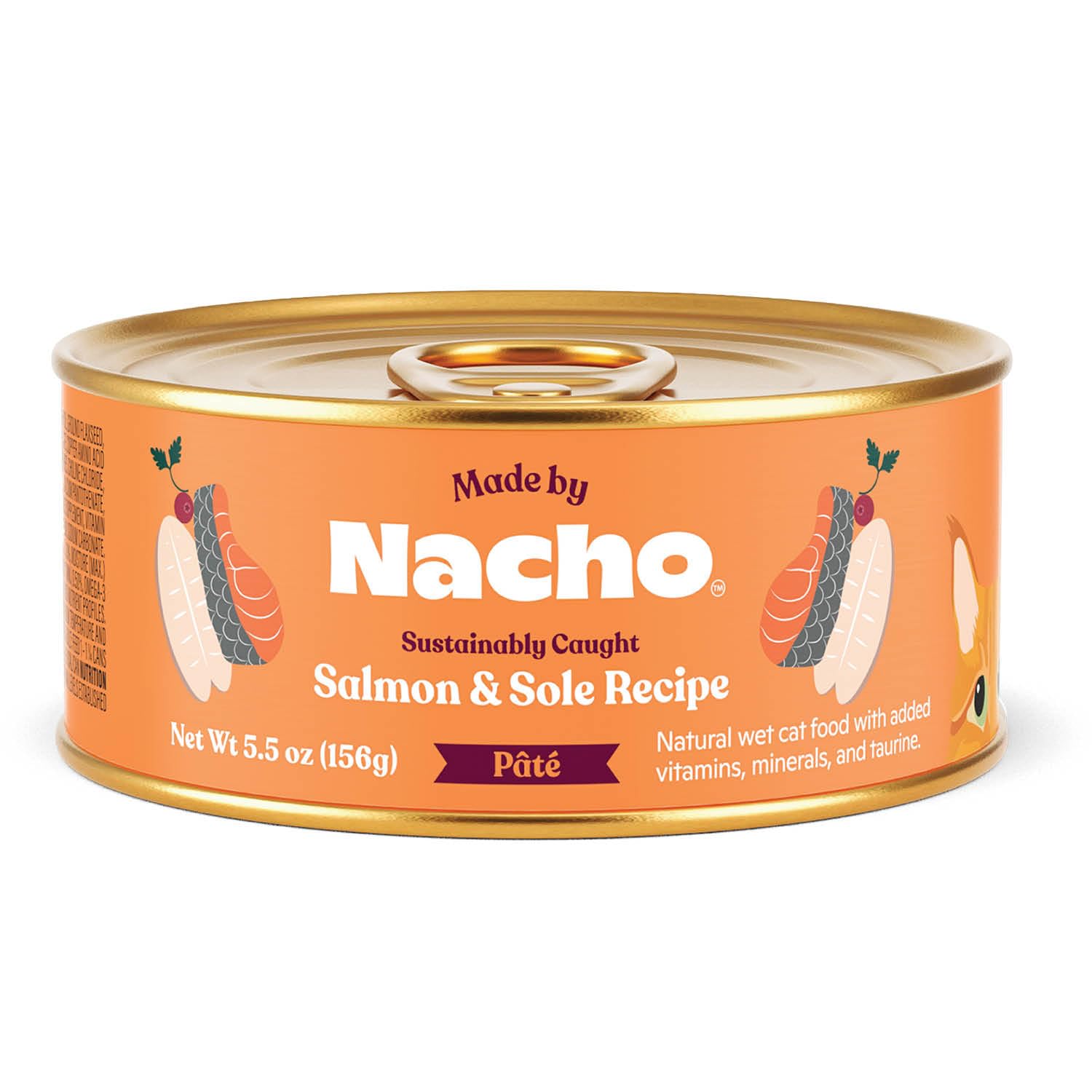 Made by Nacho Premium Wet Cat Food Grain-Free Pate Cans (Salmon & Sole - 6 Pack, 5.5 Ounce)