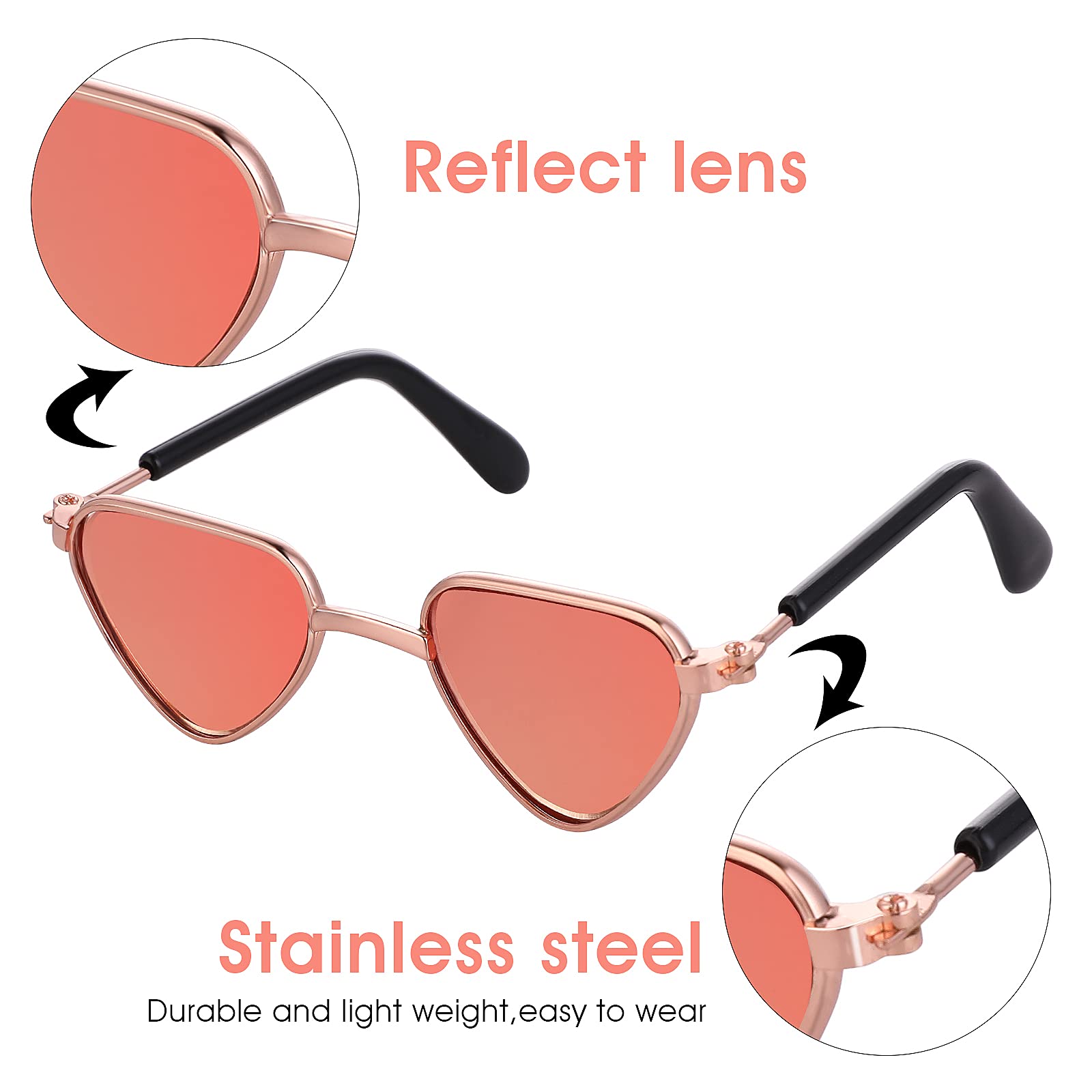 Molain Cat Sunglasses- Pet Puppy Uv Protection Sunglasses Dolls Sun Glasses  Small Dog Cosplay Photo Props Cute Sunglasses (4Pcs-Heart Sunglasses) -Like New
