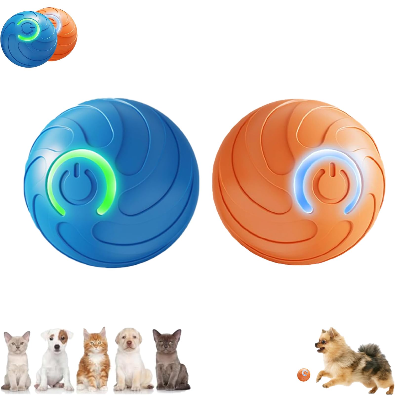 Autrety Smart Jumping Ball Toy For Dogs, Duraspin Dog Bouncing Ball, Interactive Bouncing Toys For Puppy Toys (2Pack-Orange & Bu