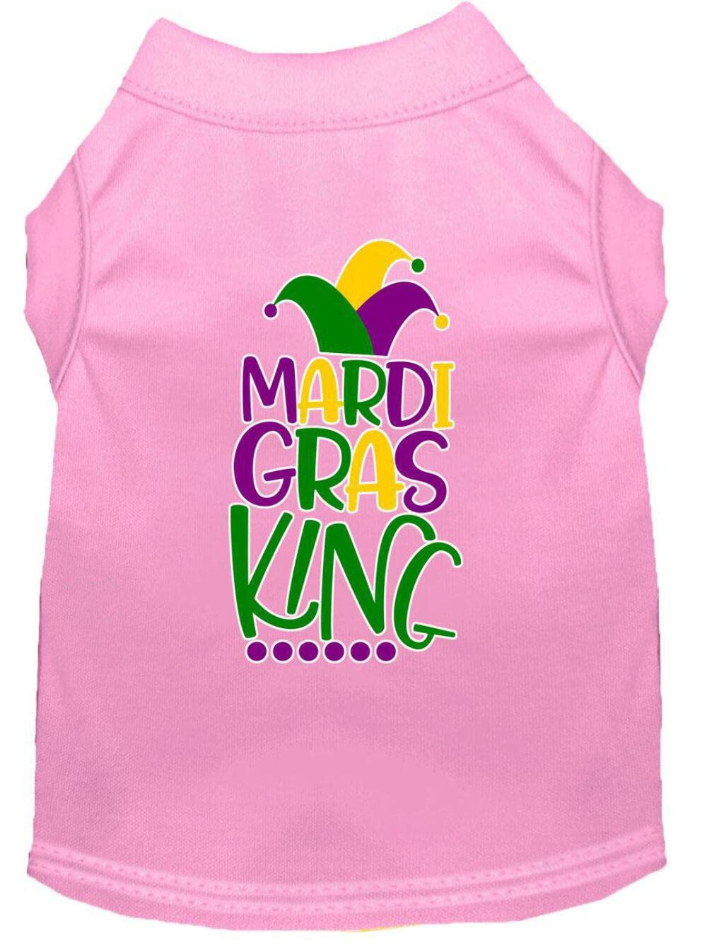 Pet Dog & Cat Shirt Screen Printed, "Mardi Gras King" Yellow LG (10-14 lbs.)