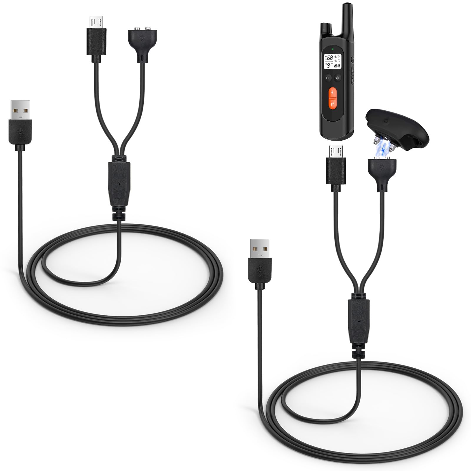 2-Pack Charger Replacement For Nvk Dog Training Collar, Magnetic Charging Cable For Uke Shock Collar, Black