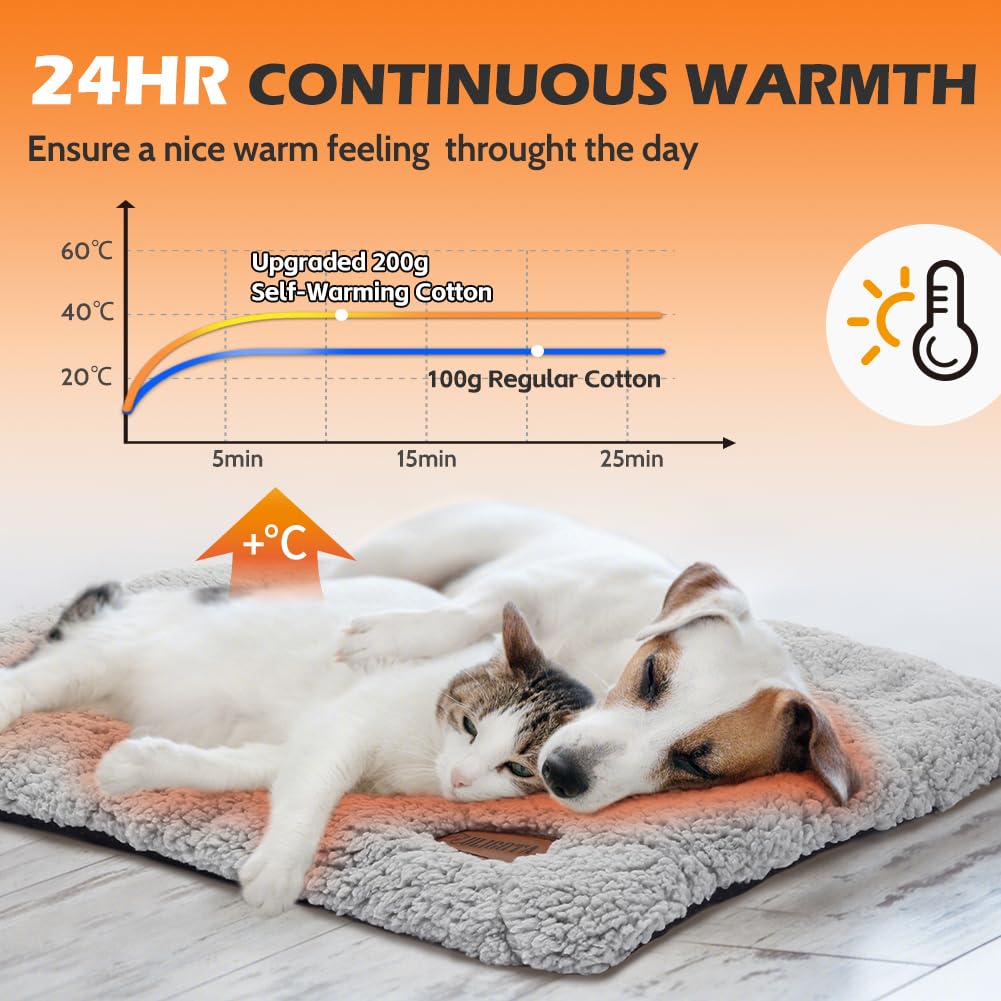 Self Warming Cat Bed Self Heating Cat Dog Mat 24 X 18 Inch Soft & Fluffy Cat Bed Noiseless Thermal Pet Pad For Indoor Outdoor Pe