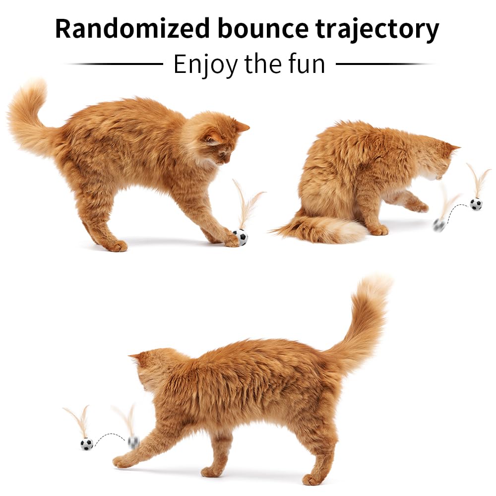 Paz'S Gift Interactive Cat Toys Set, 3 Piece Bouncing Badminton Ball With Feathers, Cat Chasing Exercise To Calm Down The Kitten