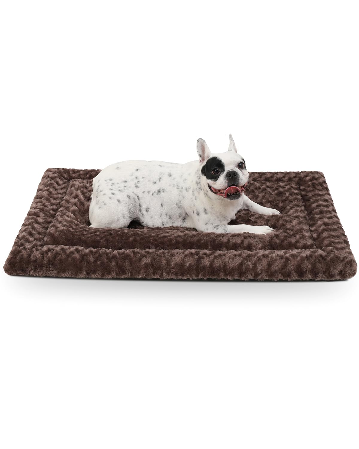 Washable Dog Bed Mat Reversible Dog Crate Pad Soft Fluffy Pet Kennel Beds Dog Sleeping Mattress For Large Jumbo Medium Small Dogs, 35 X 22 Inch, Brown