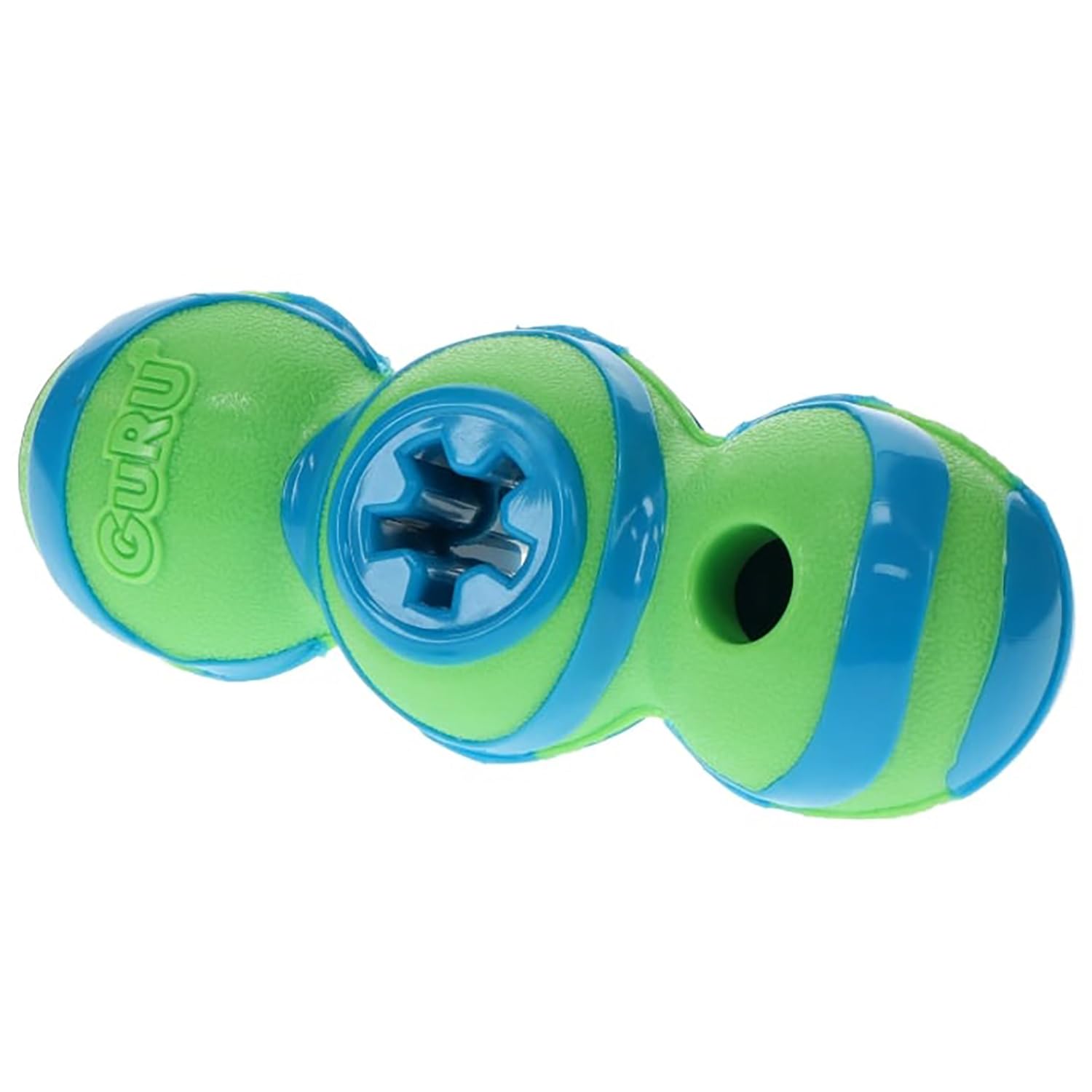 GURU Pet: Super Stick - Medium - Dog Toy, 3-in-1 Design: Treat-Holding & Dispensing, Chew & Squeaks, Blue & Green, Durable, Inte