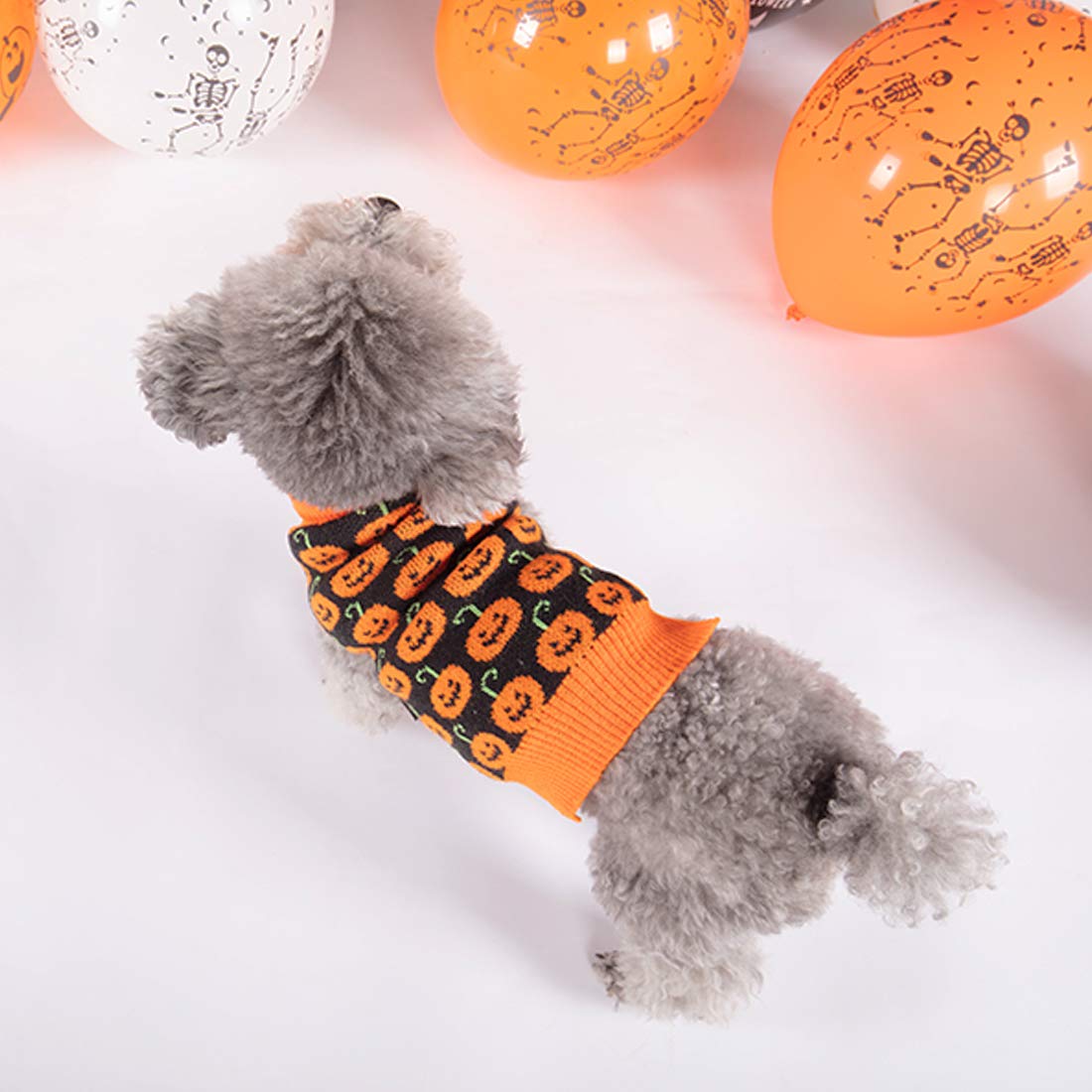 Kyeese Halloween Dog Sweater Pumpkin With Leash Hole Dog Sweater Turtleneck Dog Knitwear Warm Pet Sweater,M