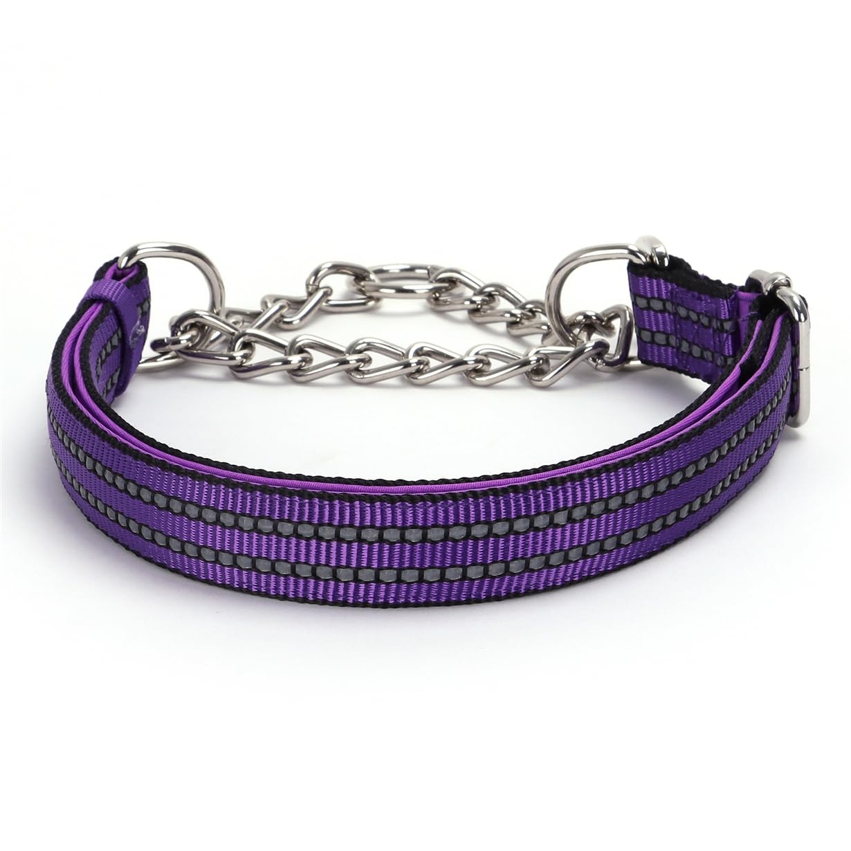 Purple Martingale Collar For Dogs, X-Large Reflective Nylon Dog Chain Collar Adjustable Heavy Duty Martingale Dog Collar For Med