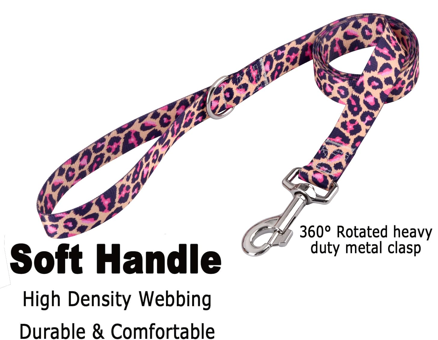 Mihqy Dog Collar And Leash Set With Bohemia Floral Tribal Geometric Patterns - Soft Ethnic Style Collar Adjustable For Small Medium Large Dogs(Pink Leopard Set,Xs)