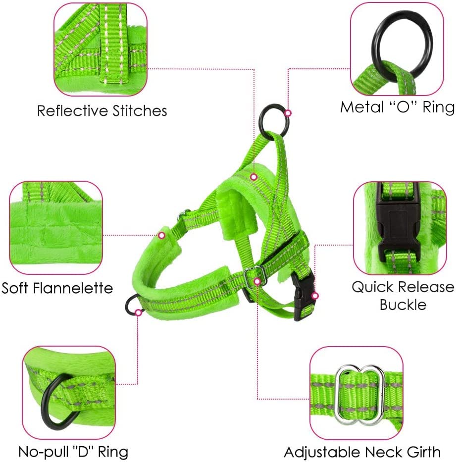 Slowton No Pull Small Dog Harness And Leash Set, Puppy Soft Vest Harness Neck & Chest Adjustable, Reflective Lightweight Harness & Anti-Twist Pet Lead Combo For Small Medium Dogs (G- Front Clip,S)