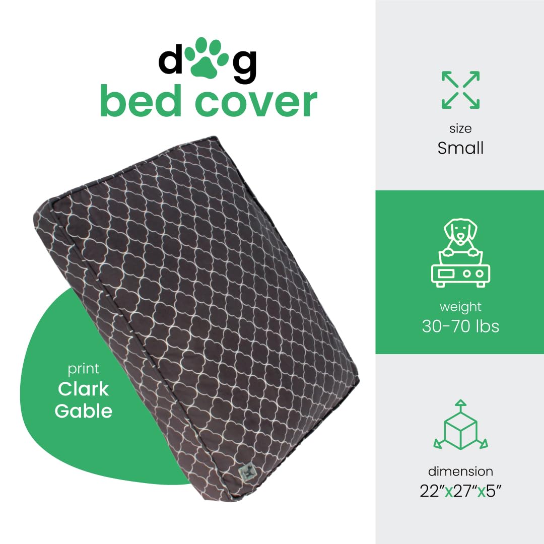 Molly Mutt Small Dog Bed Cover - Clark Gable Print - Measures 22   X27   X5 - 100% Cotton - Durable - Breathable - Sustainable -