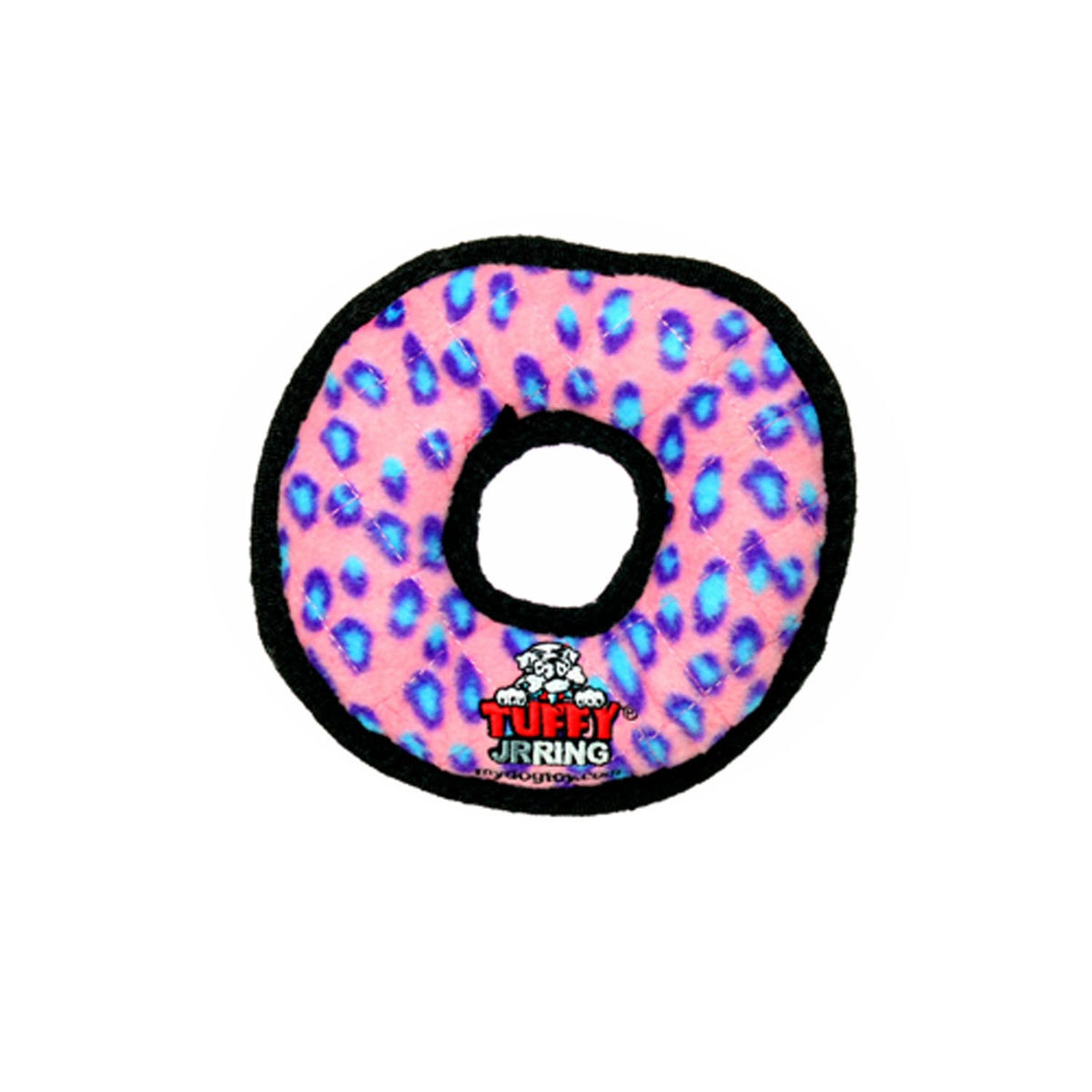 Tuffy - World'S Tuffest Soft Dog Toy -Junior Ring- Pink Leopard -Squeakers -Multiple Layers.Made Durable, Strong & Tough.Interactive Play(Tug, Toss & Fetch).Machine Washable & Floats