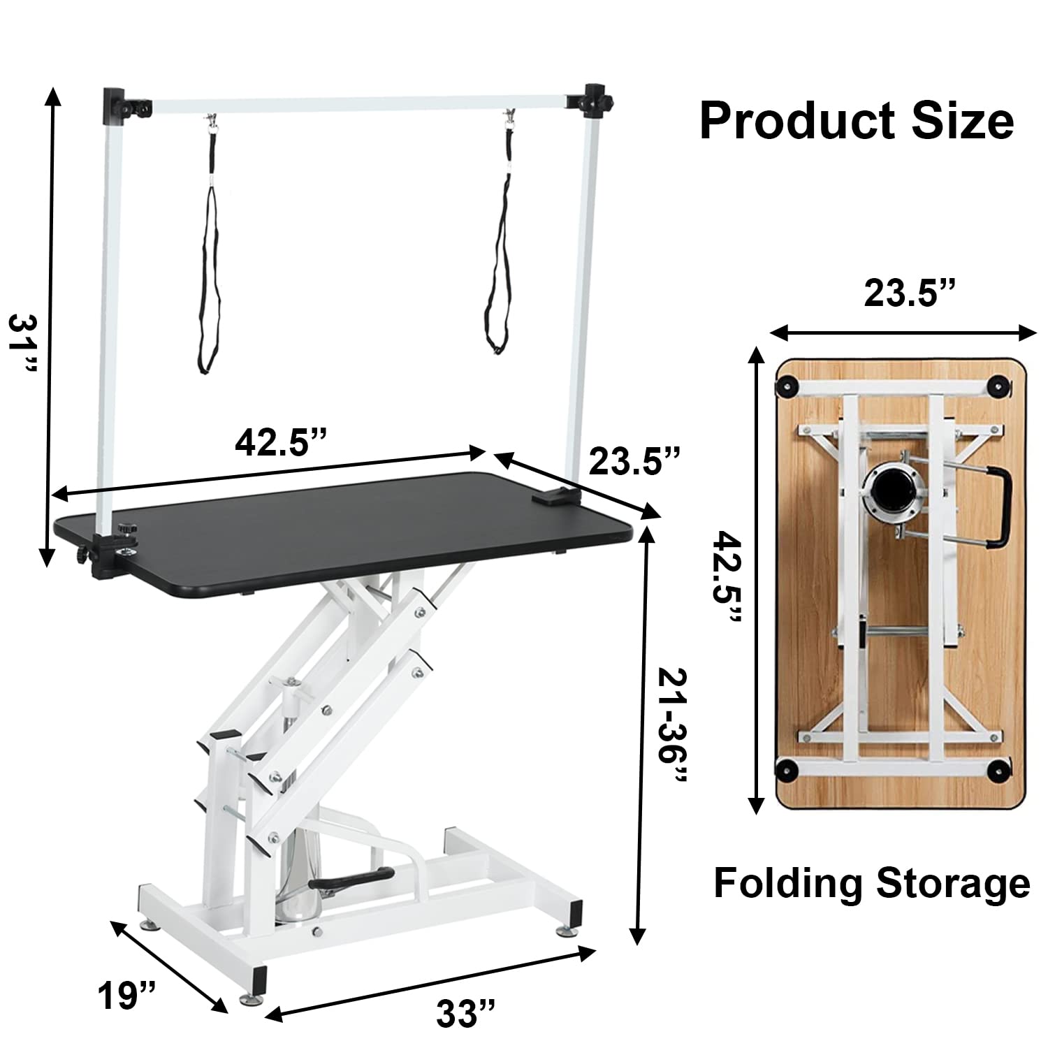 Epikoib Hydraulic Pet Dog Grooming Table For Large Dogs, Heavy Duty Grooming Table With Adjustable Arm Noose, Maximum Capacity U