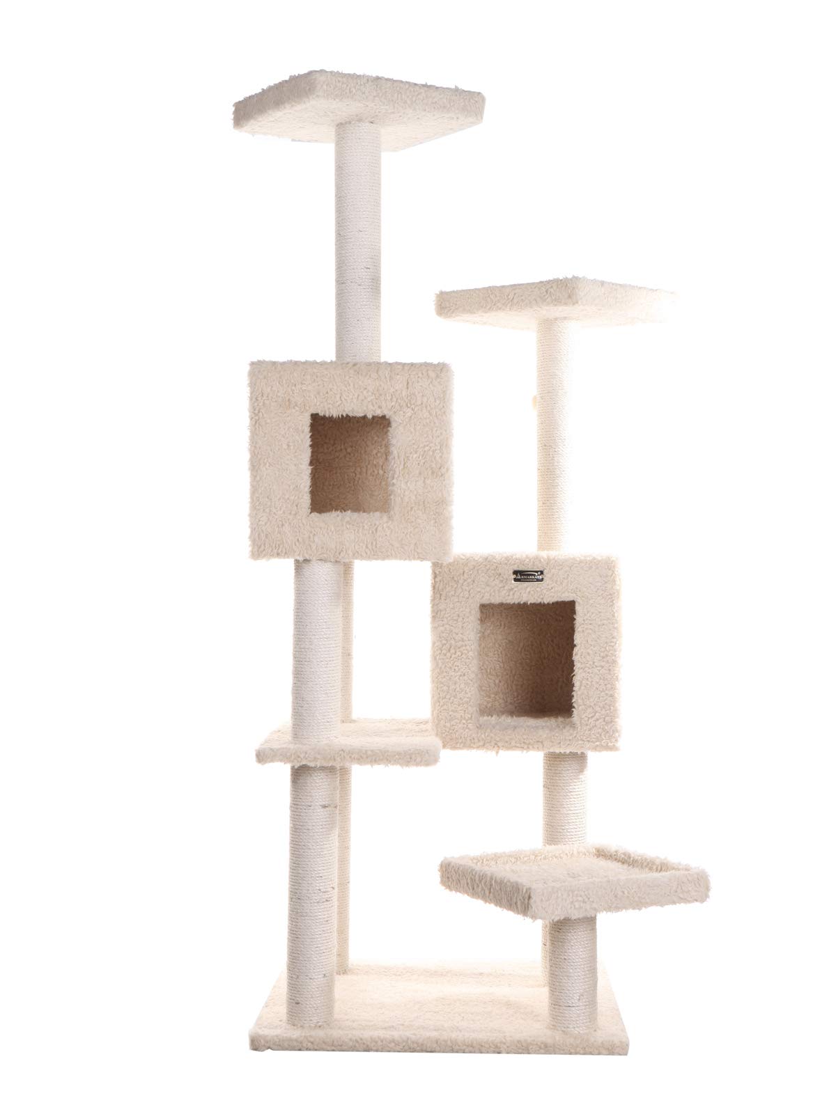 Armarkat A6702 Pet Cat Tree with Two Real Wood Houses, 67, Beige