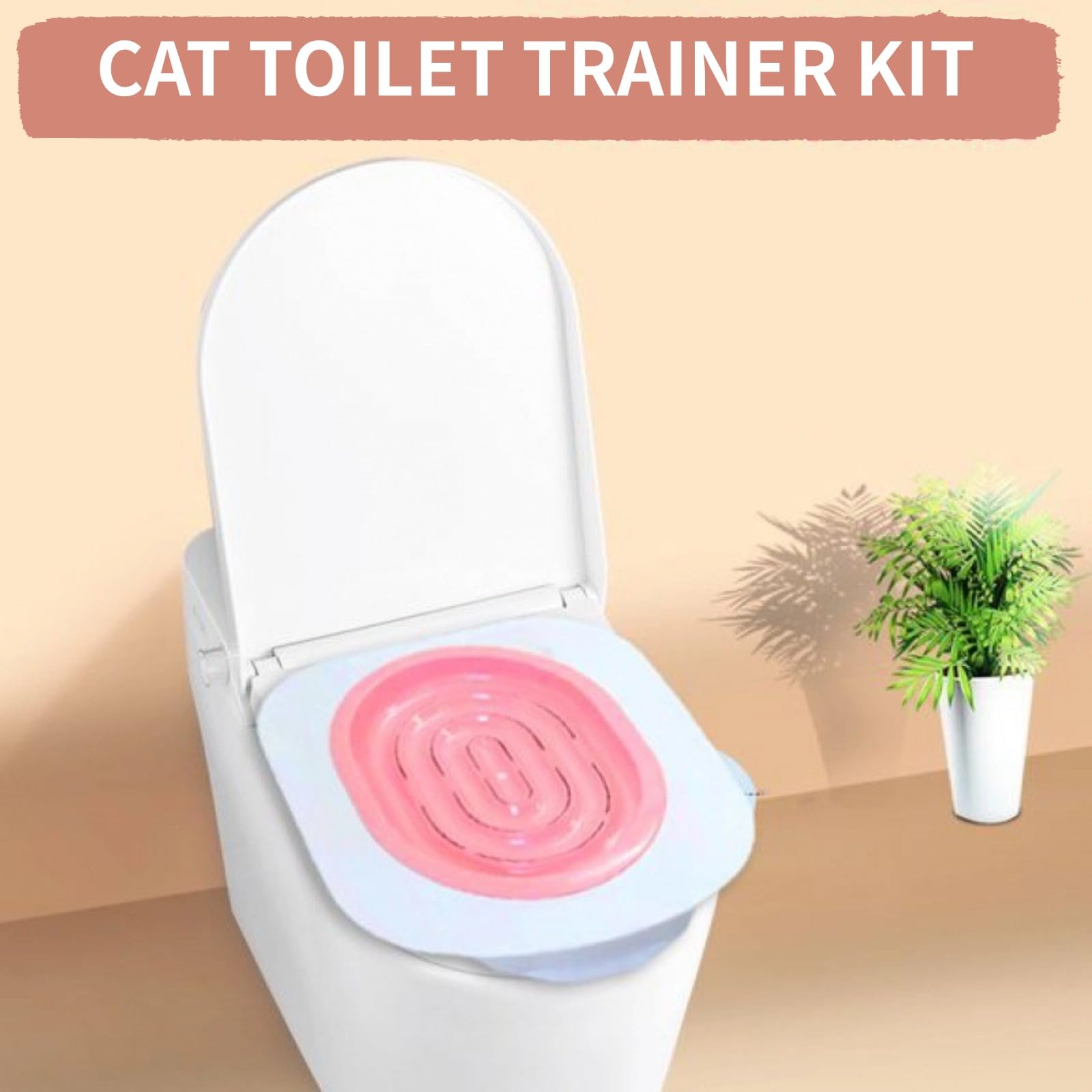 Cat Toilet Training Systems,Cat Toilet Training Kit,Reusable Plastic Toilet Trainer For Pet Cleaning With 1 Replaceable Feather