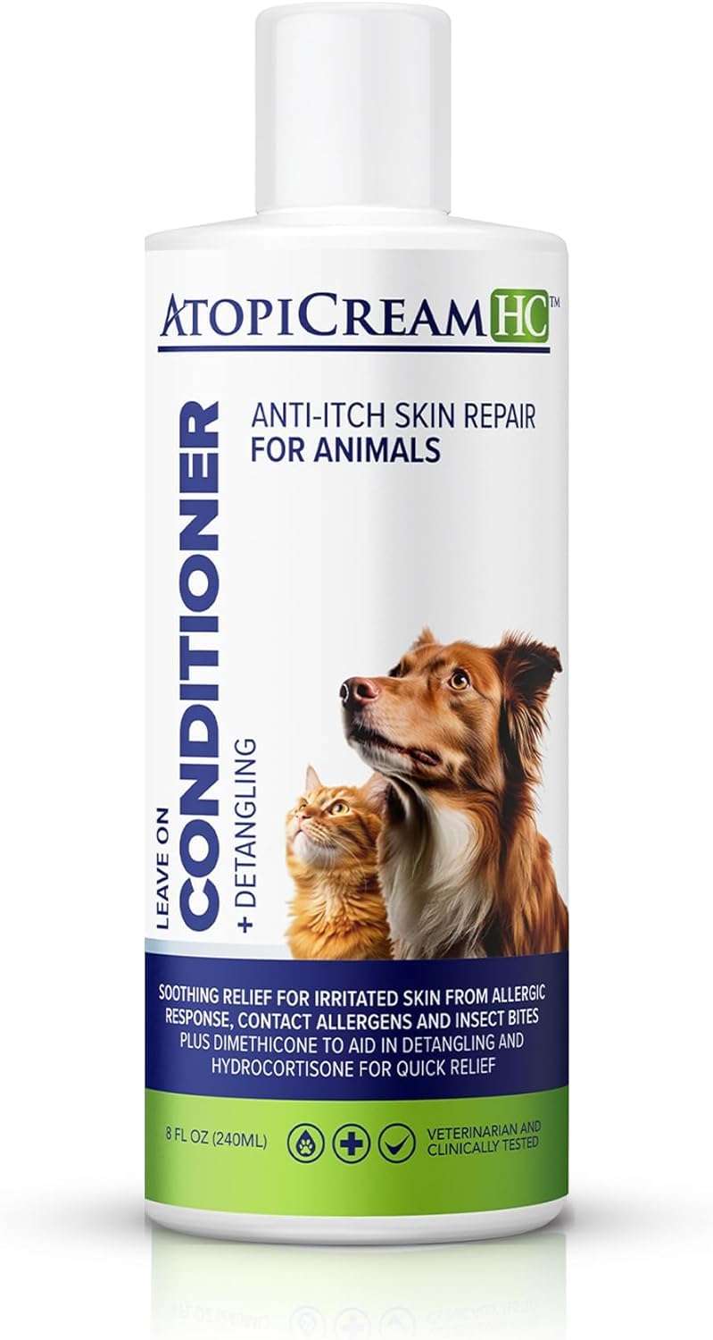 Atopicream Hc Leave-In 1% Hydrocortisone Conditioner Moisturizer For Dogs With Dry, Itchy Skin And Allergies, Pet Itch Relief, 8 Oz