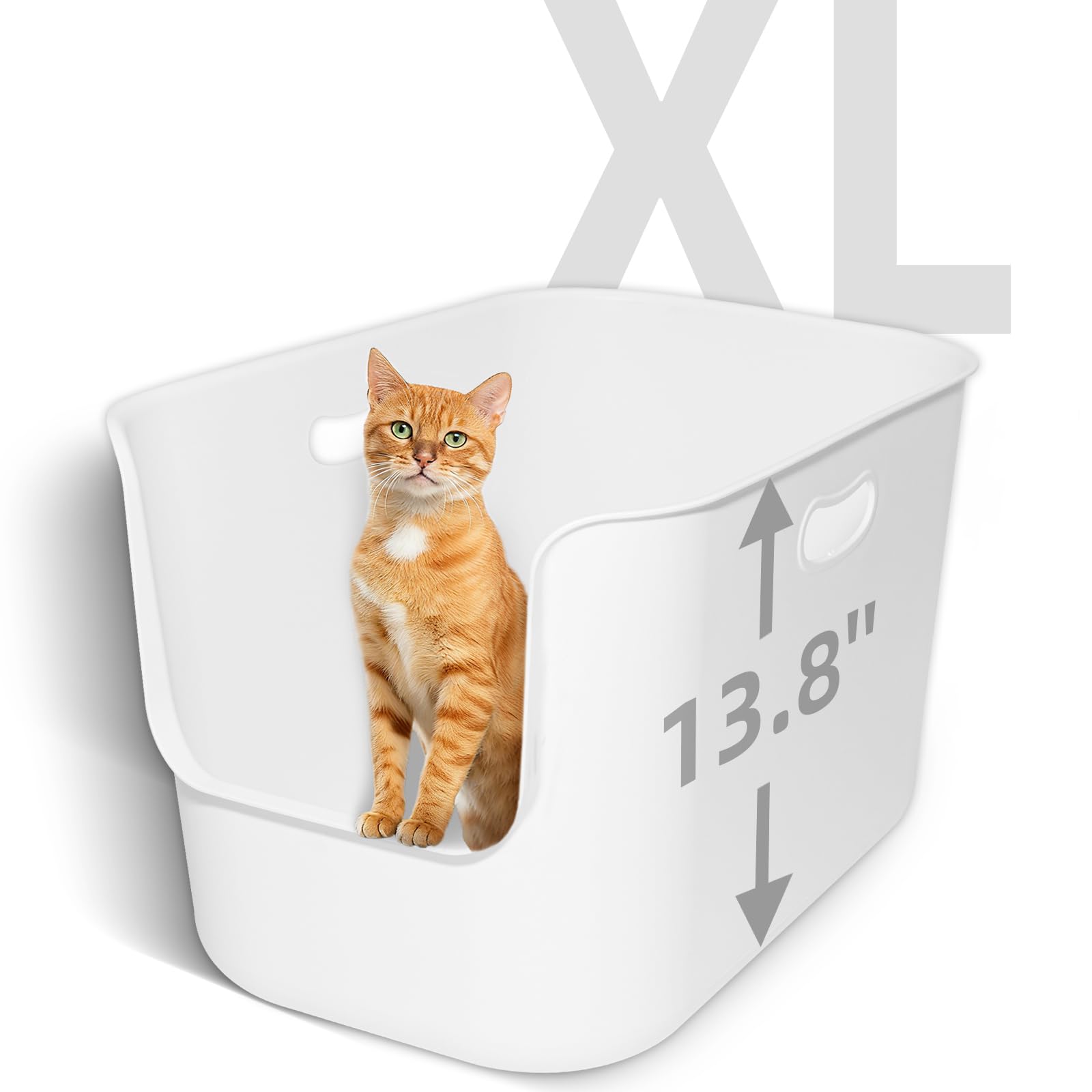 TAILRYTH Extra Large High Sided Litter Box,22.614.813.8 XL Cat Litter Box for Indoor Cats,Jumbo Cat Box for Big Cats,Open Top Ta