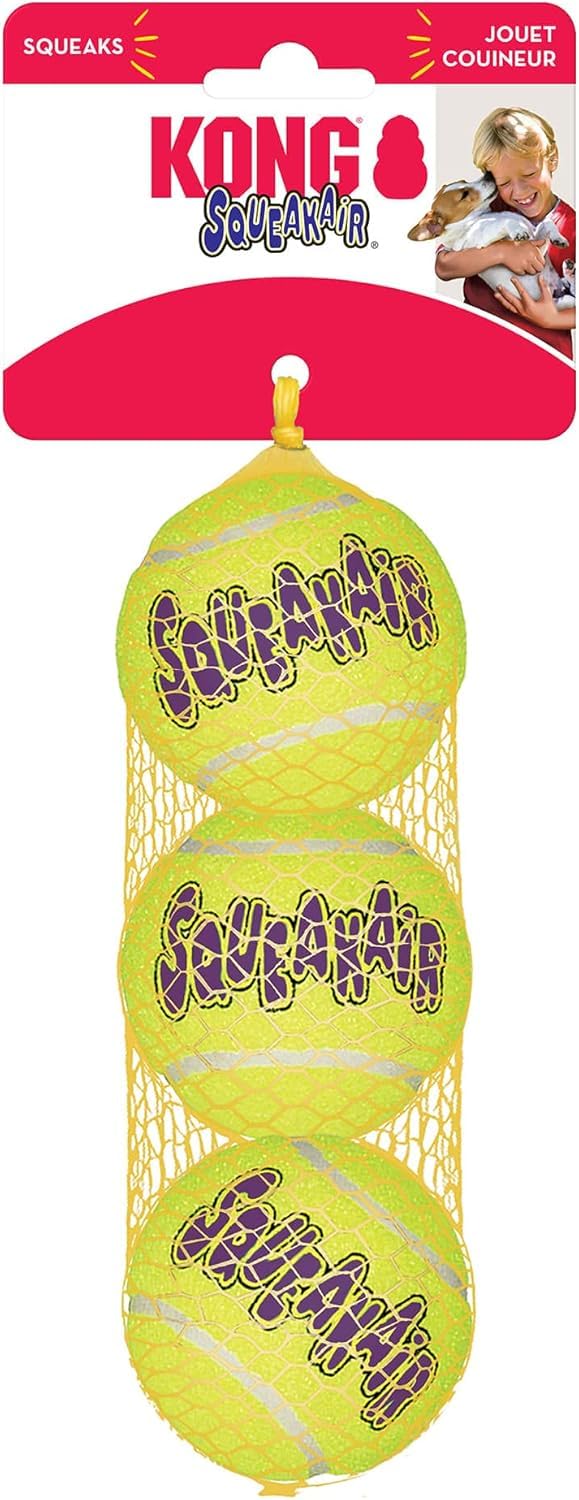 Kong Air Dog Squeakair Dog Toy Tennis Balls, Medium, (Pack Of 3)