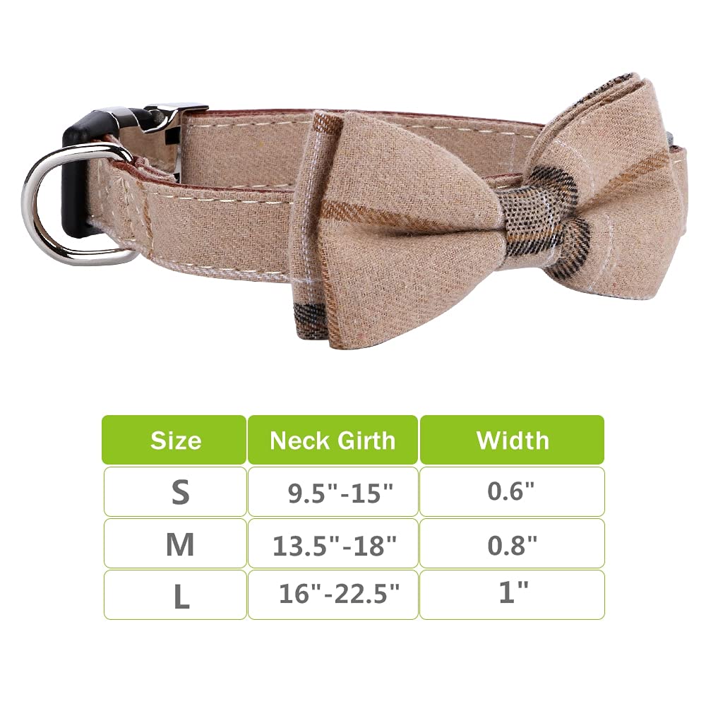 Faleela Soft &Comfy Bowtie Dog Collar,Detachable And Adjustable Bow Tie Collar,For Small Medium Large Pet (S, Brown)