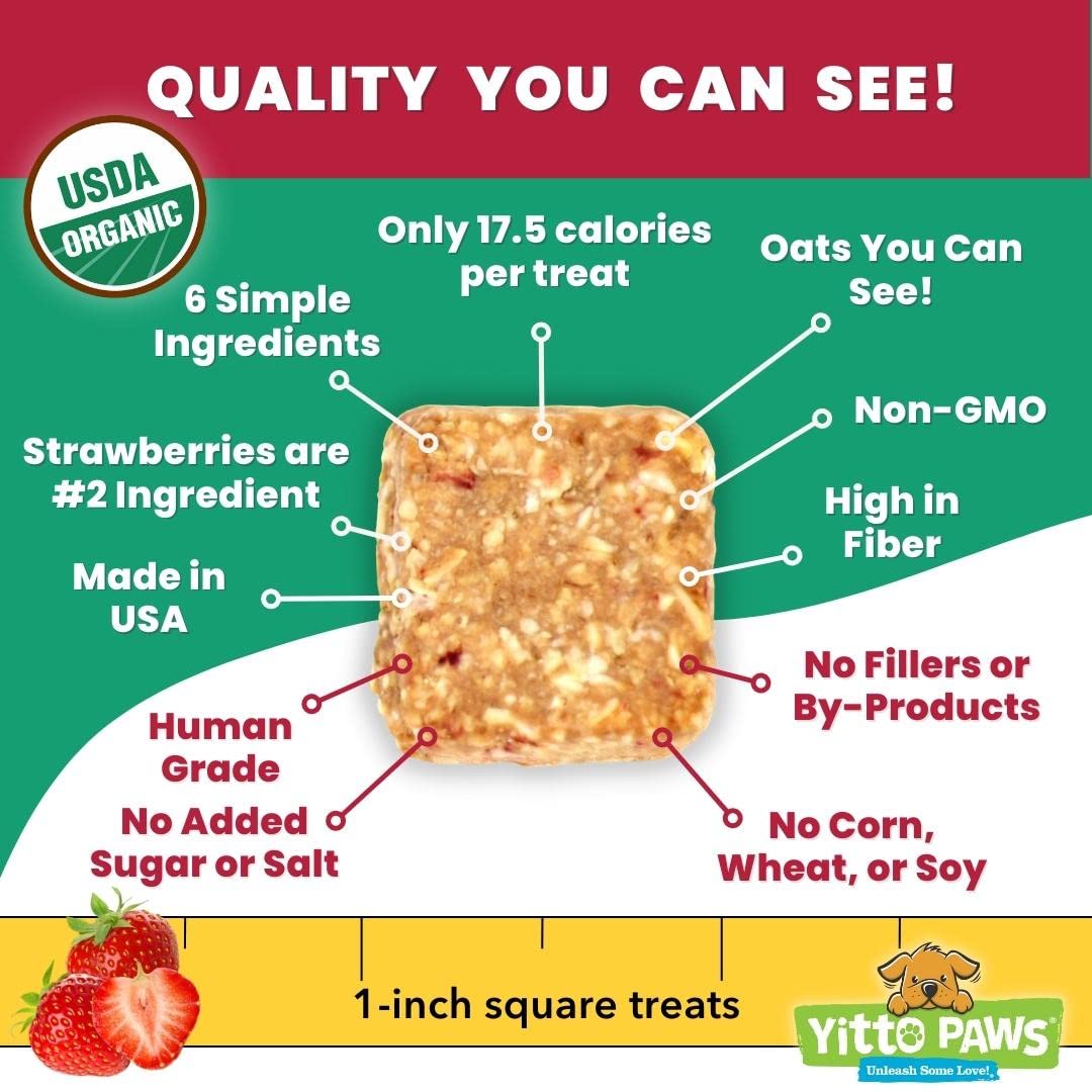 Crunchy Organic Peanut Butter Dog Treats, Strawberry & Oats Healthy Dog Treats, Vegan All Natural Dog Training Treats Made in US