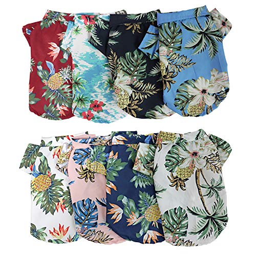 LHYZ PARK Hawaiian Beach Print Pet Dog Cat T-Shirts Cute for Small to Medium Dog Cats Shirt Clothes (2XL, Black)