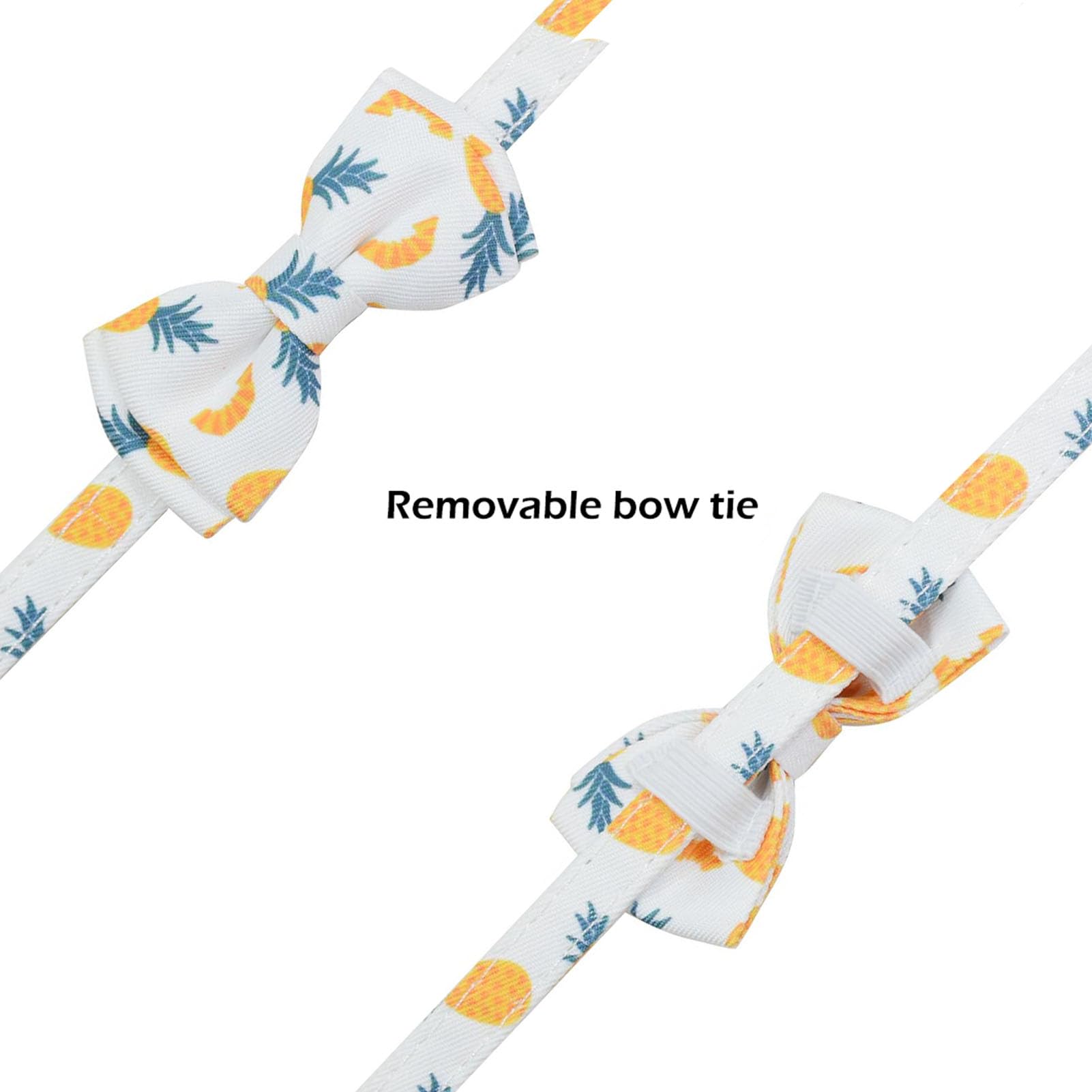 Bowtie Cat Collars Breakaway With Bell, Adjustable Cute Kitty Collars Safety Buckle Kitten Collar For Cat Puppy 7.5-11In (Pineap