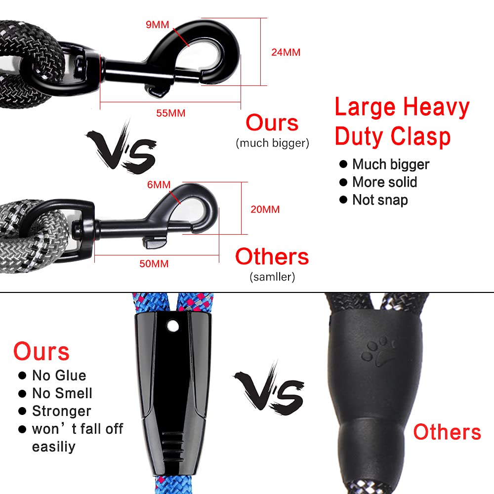 Plutus Pet Long Rope Dog Leash, With Comfortable Padded Handle, Reflective Nylon Heavy Duty Rope Leash, 15Ft 20Ft 30Ft 50Ft 66Ft Dog Training Leash For Small Medium Large Dogs (50Ft, Navy Blue)