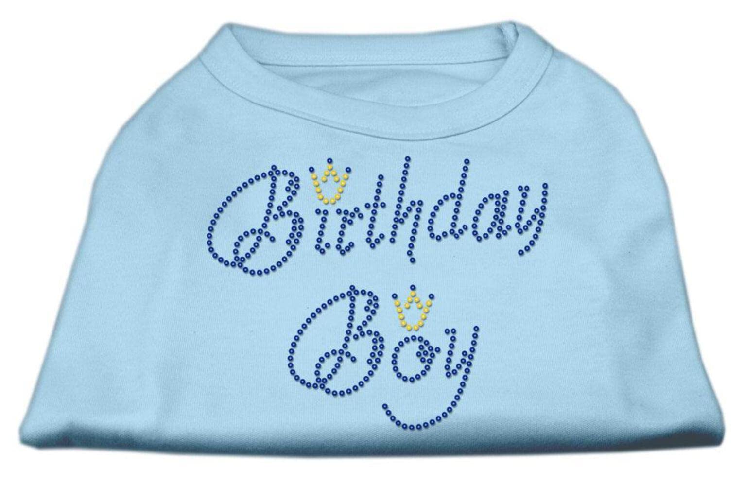 Mirage Pet Products 8-Inch Birthday Boy Rhinestone Print Shirt for Pets, X-Small, Aqua