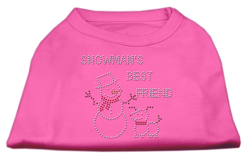 Christmas Pet Dog & Cat Shirt Rhinestone, &quot;Snowman's Best Friend&quot; Bright Pink SM (3-6 lbs.)