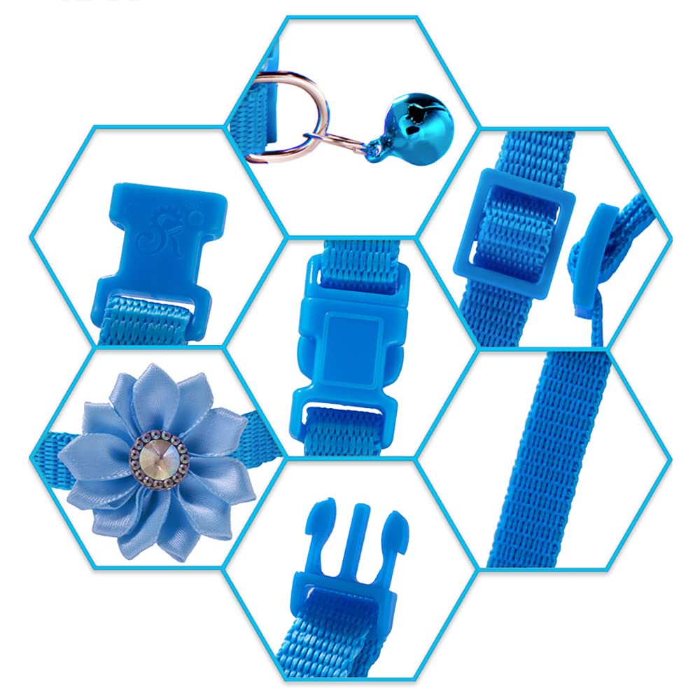 Flymind 13Pcs Puppy Collars, Cat Id Collars With Bell Adjustable 19-32Cm, Flower Soft Nylon Adjustable Breakaway Identification Collars For Puppy Kittens