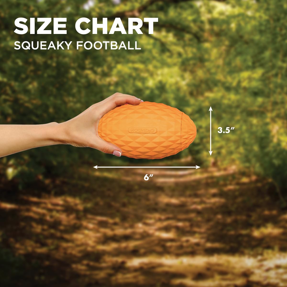 Hound2O Dog Chew Toys - Squeaky Football, Orange - Tough, Engaging, & Interactive Chew Toys - Chew, Chase, & Fetch - Durable Mat