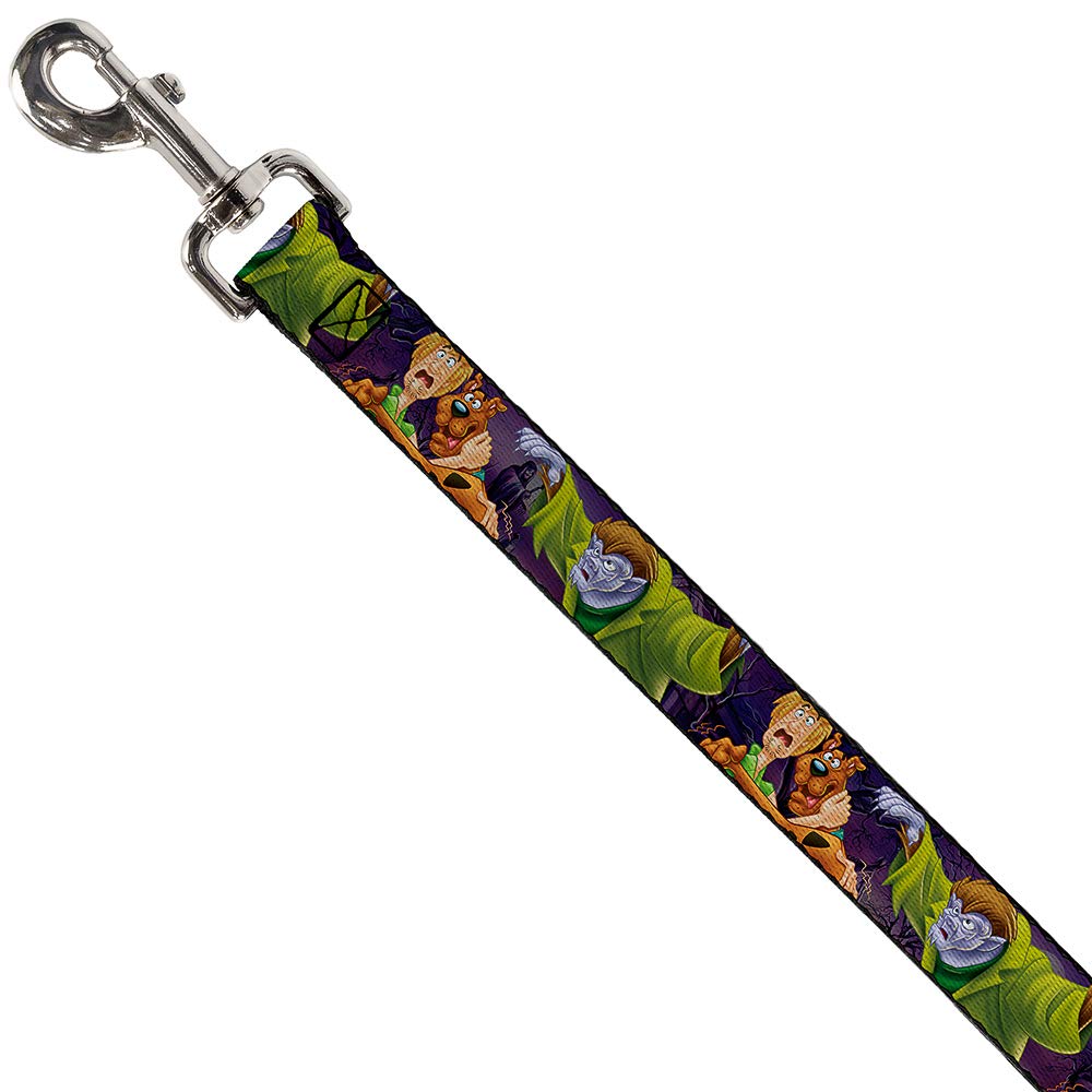 Buckle-Down Pet Leash - Scooby & Shaggy Hugging W/Werewolf Man Purple - 4 Feet Long - 1.5' Wide