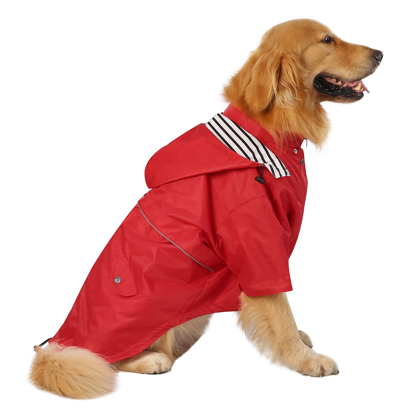 HDE Dog Raincoat Double Layer Zip Rain Jacket with Hood for Small to Large Dogs Red - 2XL