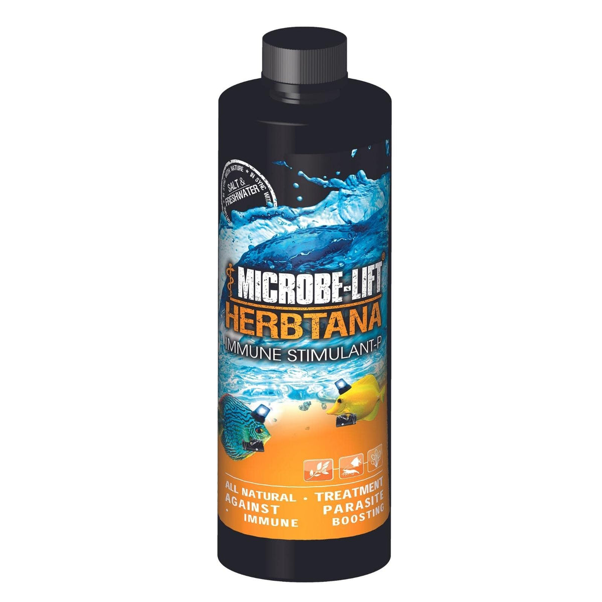 Microbe-Lift Herb16 Herbtana Immune Booster And Natural Parasite Remover For Freshwater And Saltwater Home Aquariums And Fish Tanks, 16 Ounces