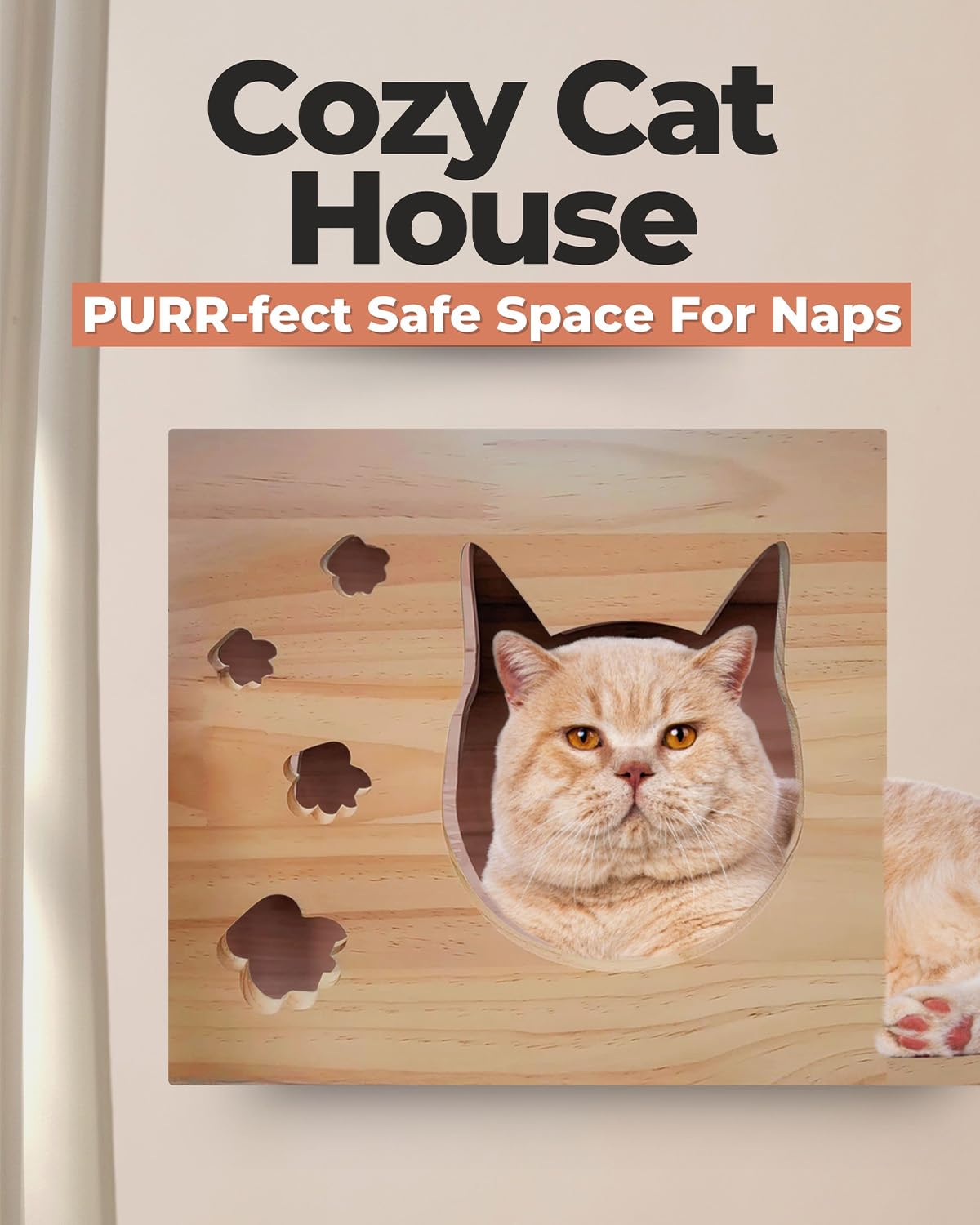 Vantix Plus Cat Wall Shelves | Pine Wooden Wall Mounted Cat Furniture, Set Of 8, Cute Perch, Shelves, Scratching Posts, Steps An