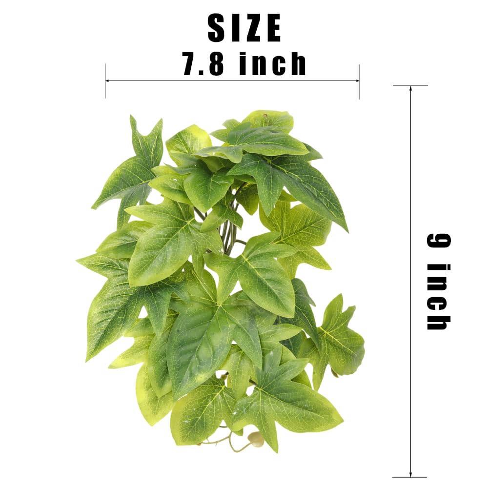 Woledoe Reptile Plants For Terrarium, Amphibian Habitat Decor Artificial Hanging Plants With Suction Cup - Fake Sweet Potato Vin