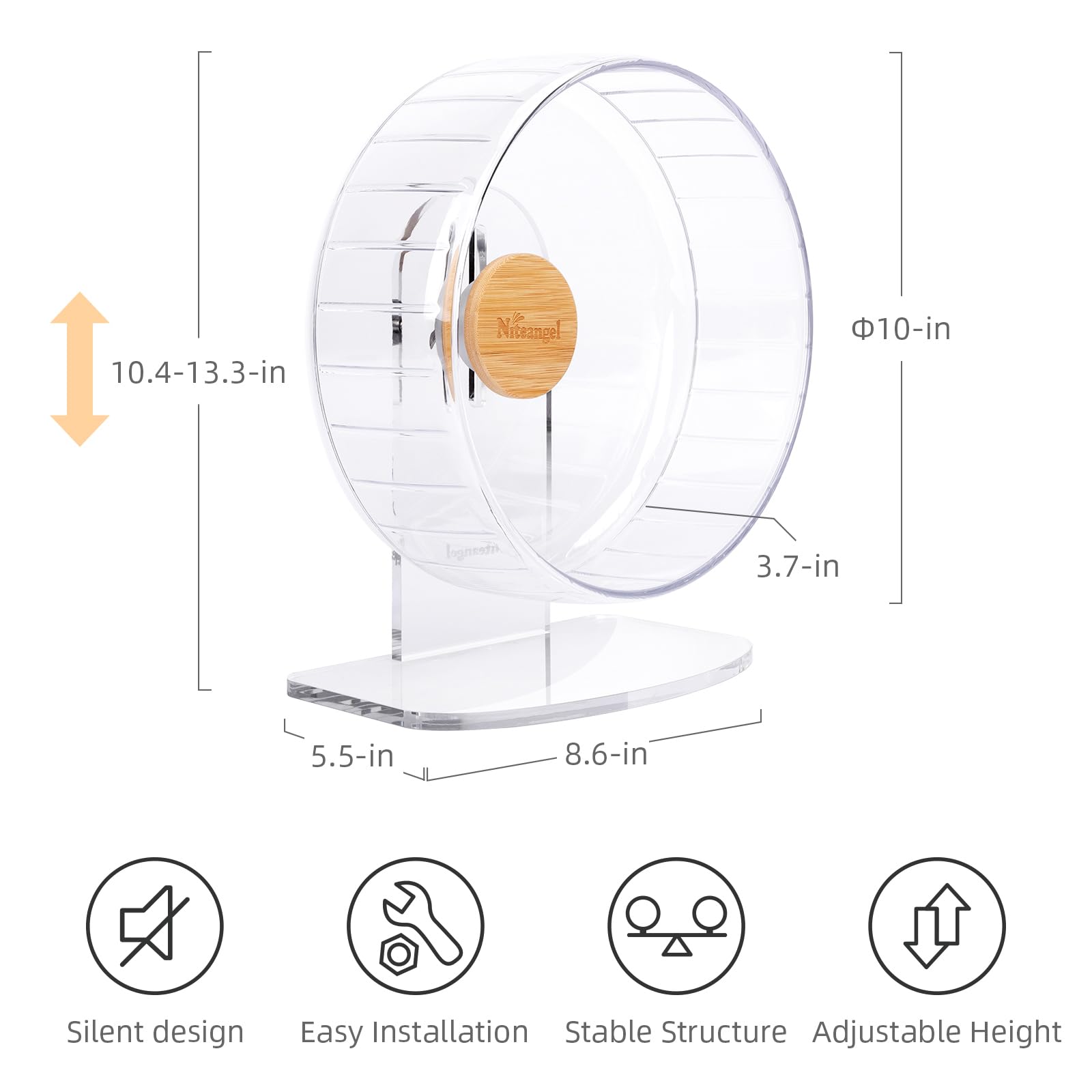 Niteangel Super-Silent Hamster Exercise Wheels - Quiet Spinner Hamster Running Wheels With Adjustable Stand For Hamsters Gerbils