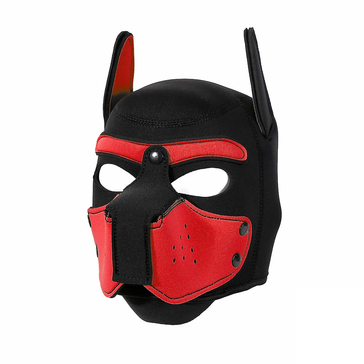 Neoprene Puppy Face Muzzle Dog Removable Full Face Pup Hood Mask (Red, One Size)