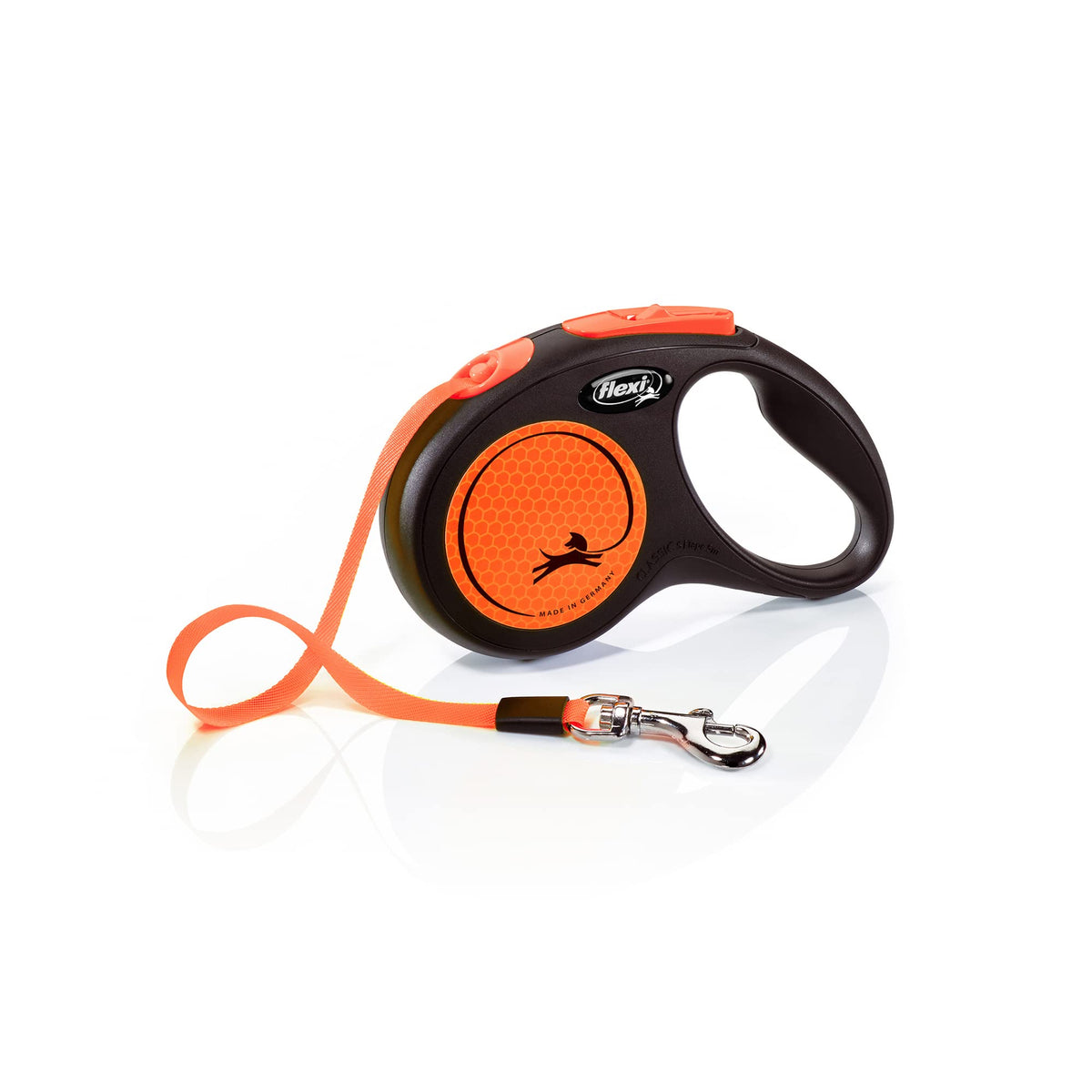 Flexi New Neon Tape Orange Small 5M Retractable Dog Leash/Lead For Dogs Up To 15Kgs/33Lbs