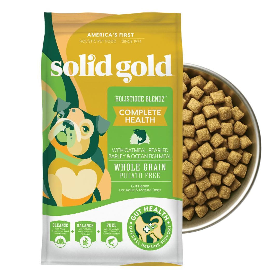 Solid Gold Dry Dog Food for Adult & Senior Dogs - Made with Oatmeal, Pearled Barley, and Fish Meal - Holistique Blendz Potato Fr