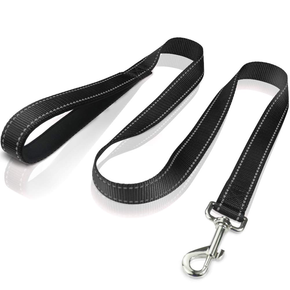 Funtags 4Ft Reflective Dog Leash With Soft Padded Handle For Training,Walking Lead For Large & Medium Dog,1 Inch Wide,Black
