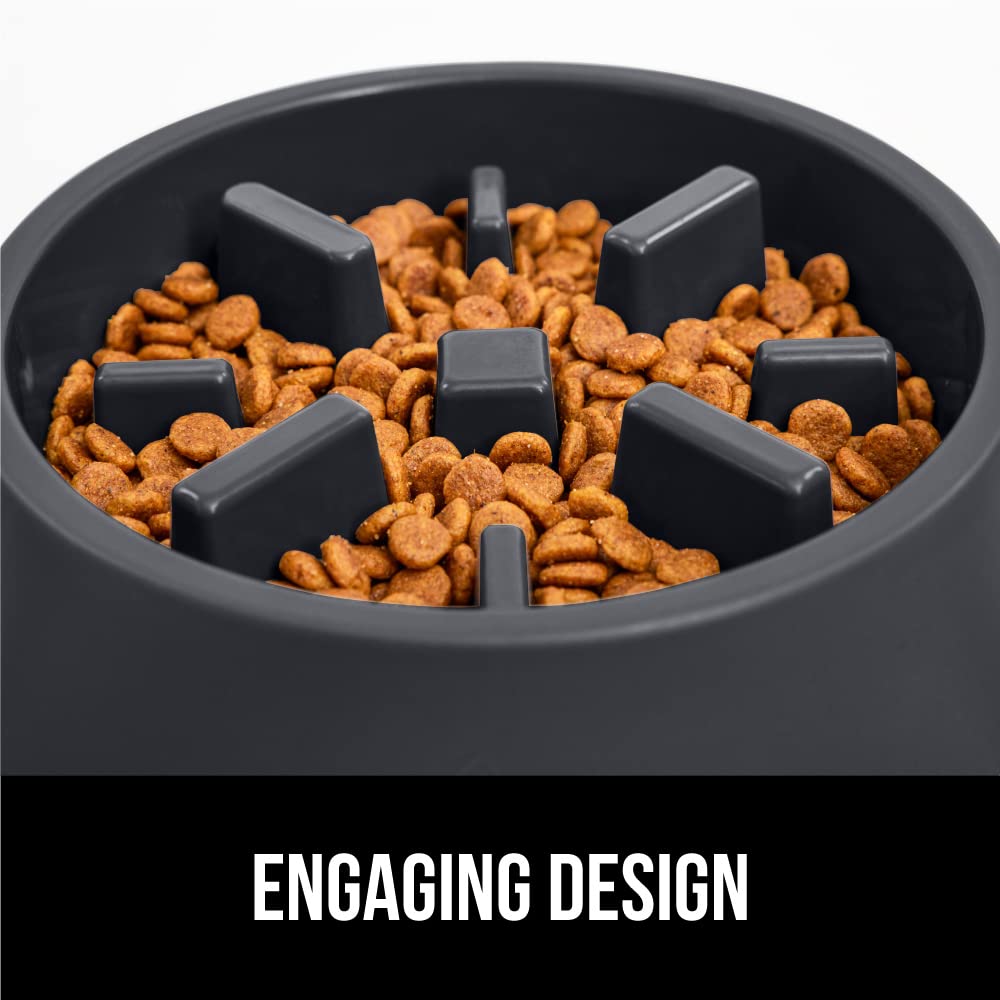 GORILLA GRIP Patent Pending Slow Feeder Dog Bowls, Interactive Puzzle Toy for Dogs and Cats Food Training, Keeps Pets Busy and P
